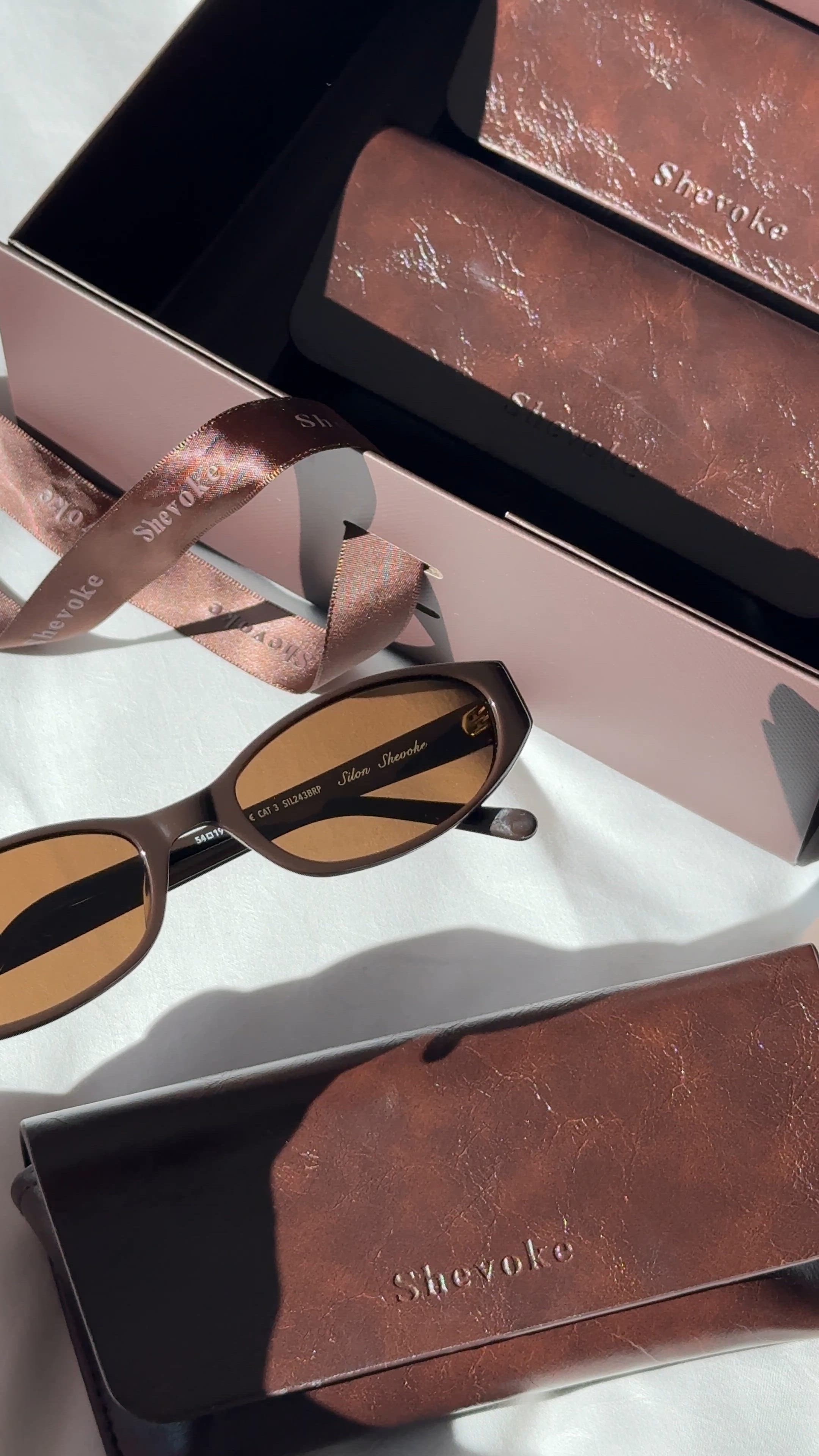 Silon Crystal Brown Oval-Rectangle Sunglasses - Shevoke Australia