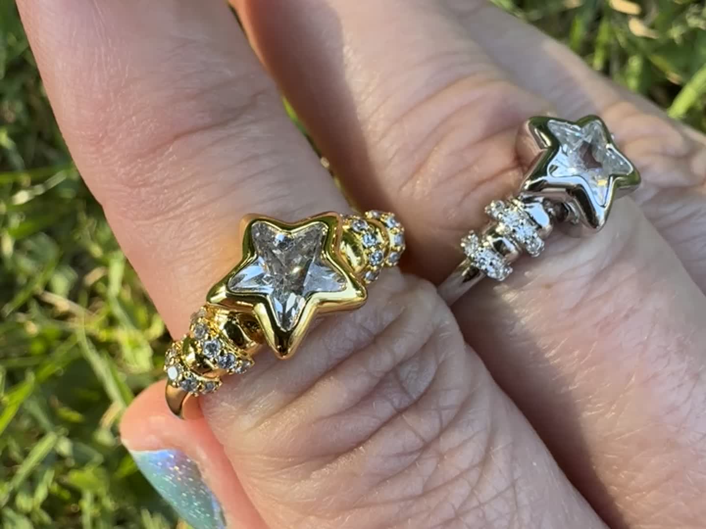 Chunky Vintage .925 SS Ring Featuring a Star Bezel Crystal 