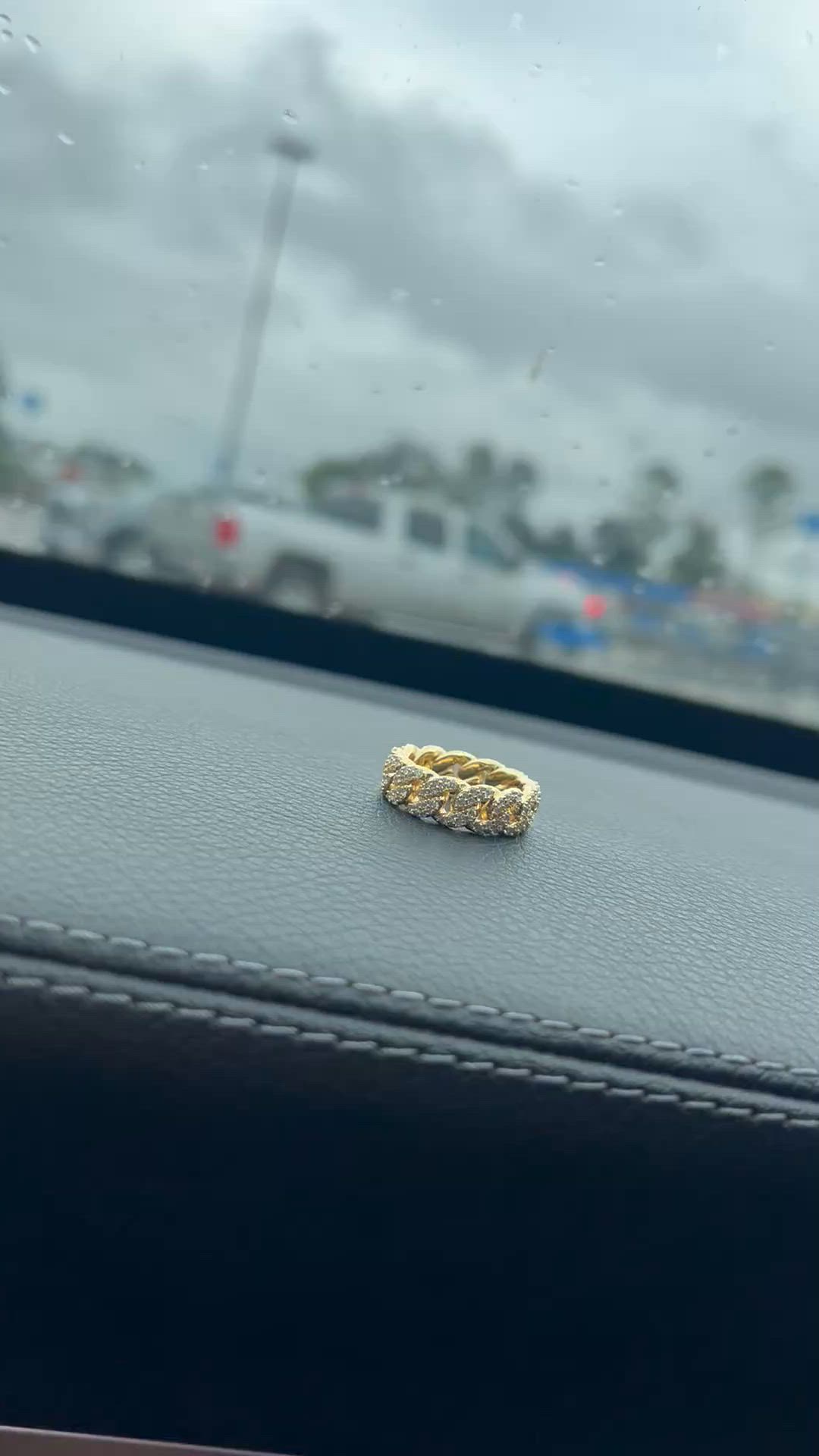 Iced Out Cuban Link Ring Gold