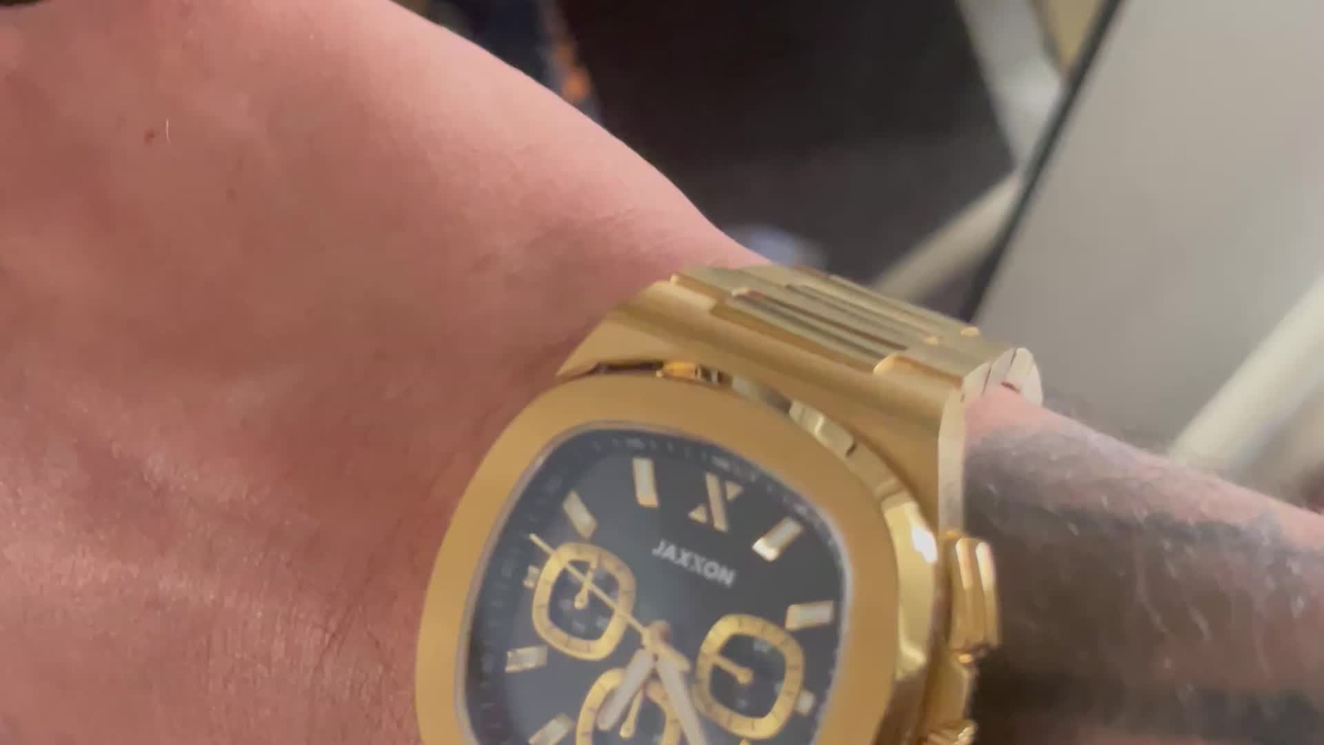JX1 Chronograph Watch + Cuban Link Chain - 8mm