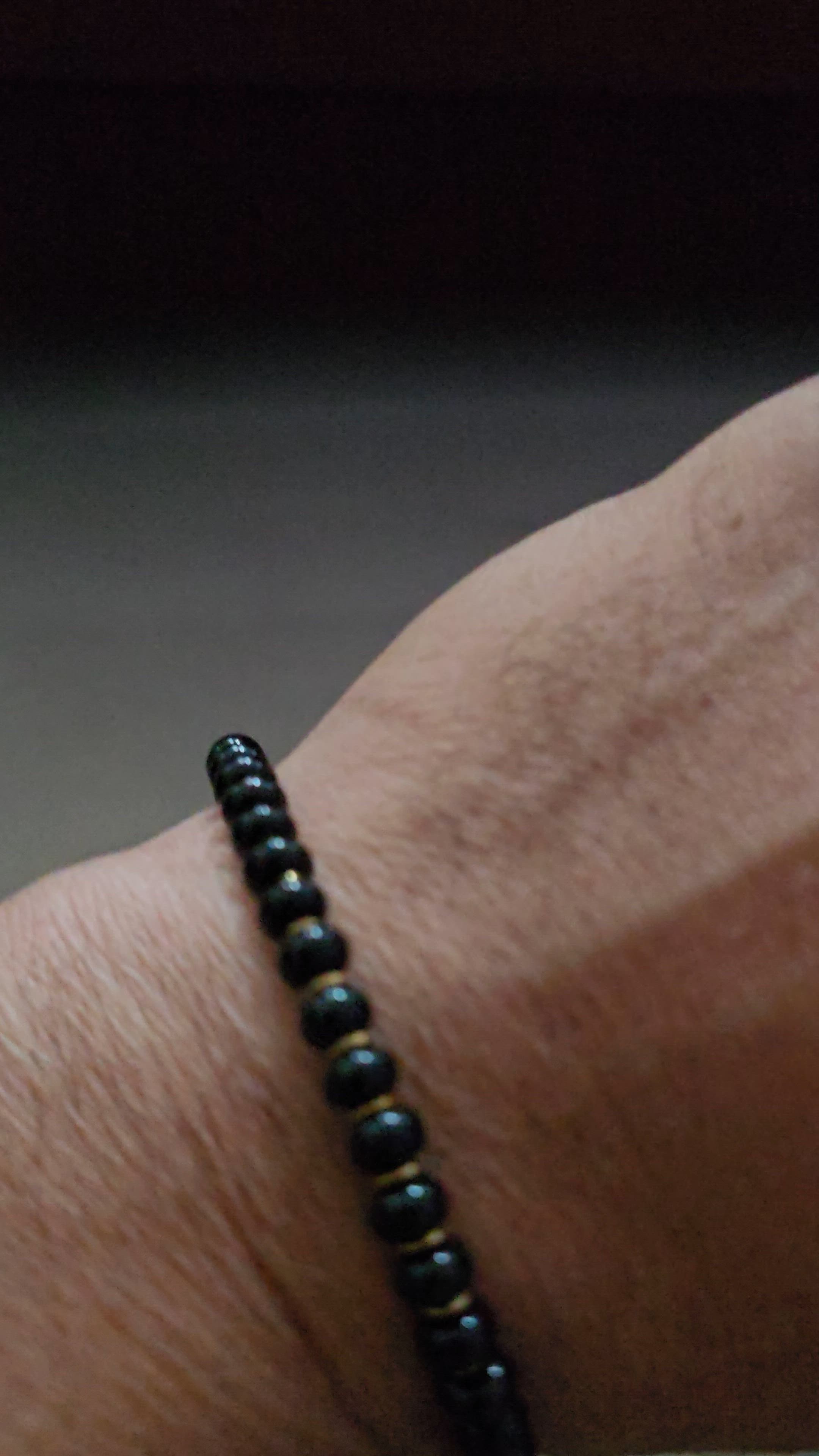 Onyx Beaded Bracelet Gold