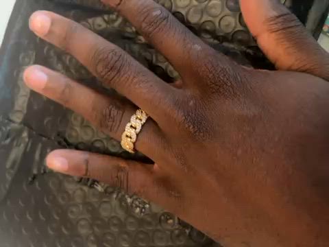 Iced Out Cuban Link Ring Gold