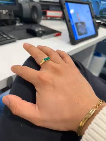 Beveled Malachite Signet Ring