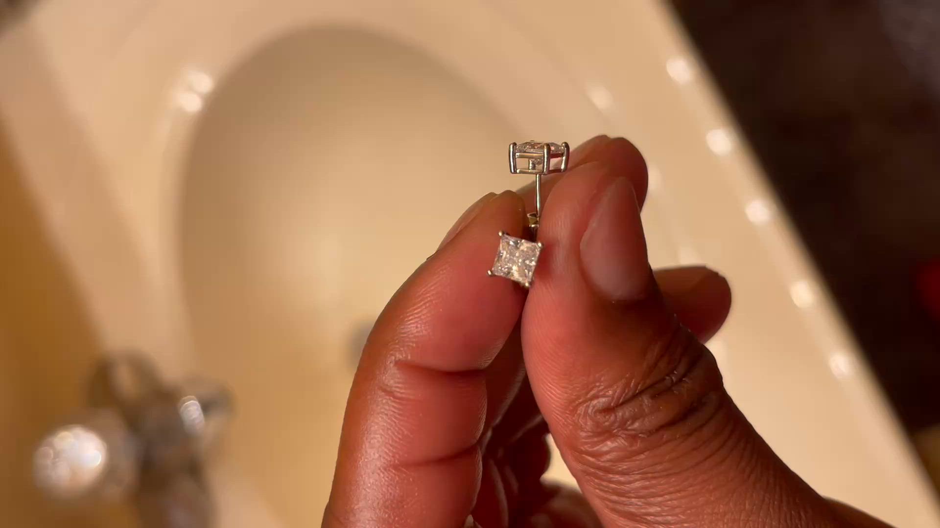 Square Stud Earrings Silver