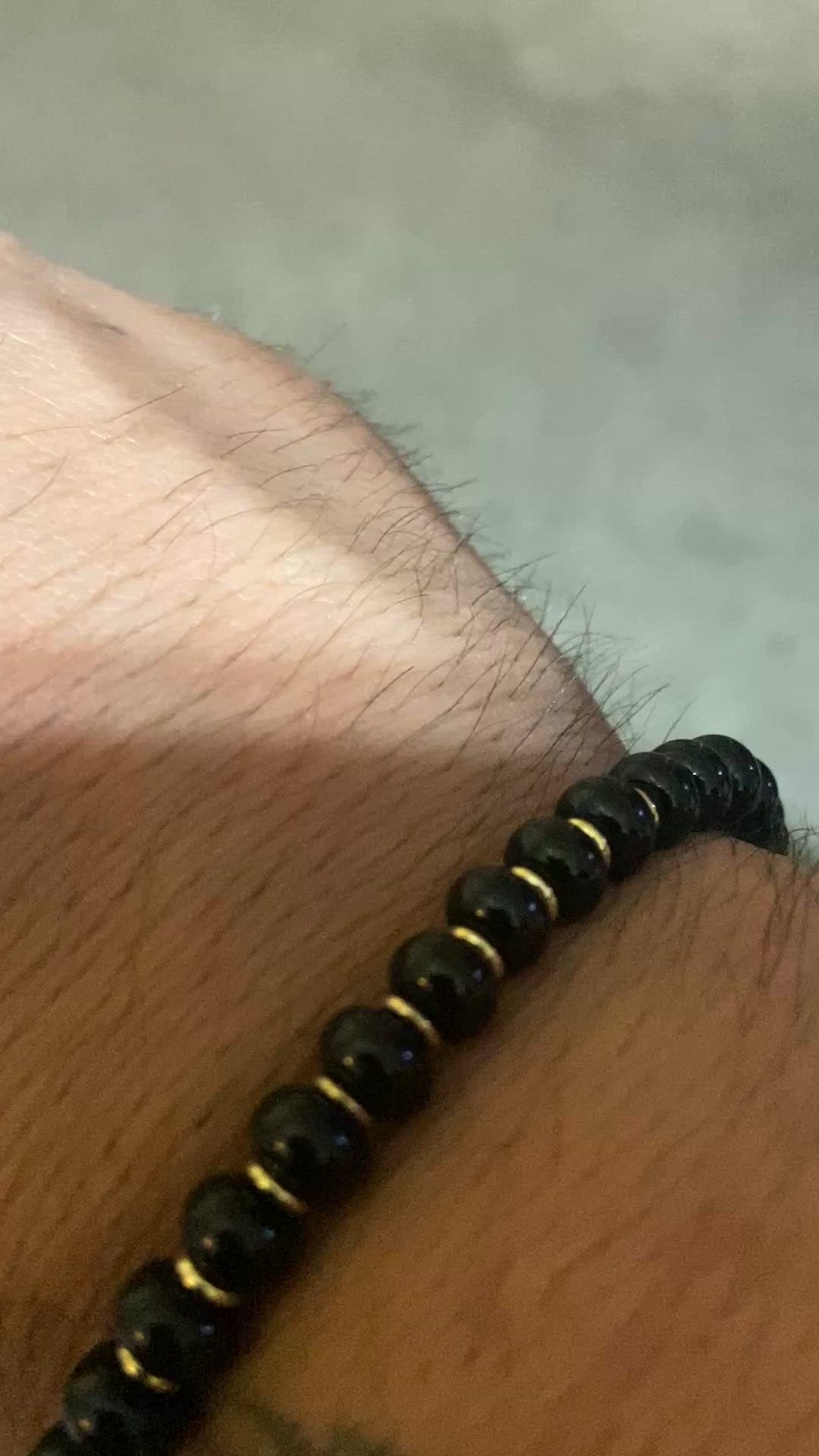 Onyx Beaded Bracelet Gold