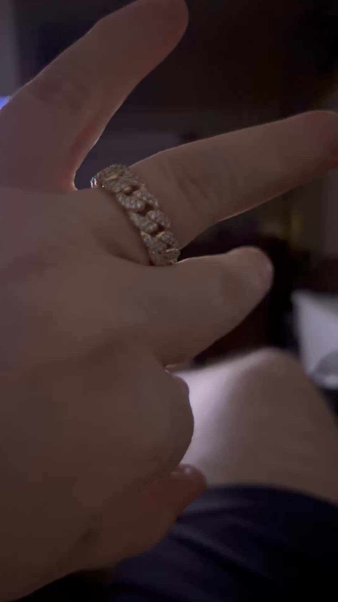 Iced Out Cuban Link Ring Gold