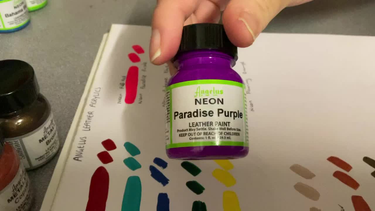 Angelus Neon Acrylic Paint Paradise Purple 29Ml Use On Leather, Vinyl