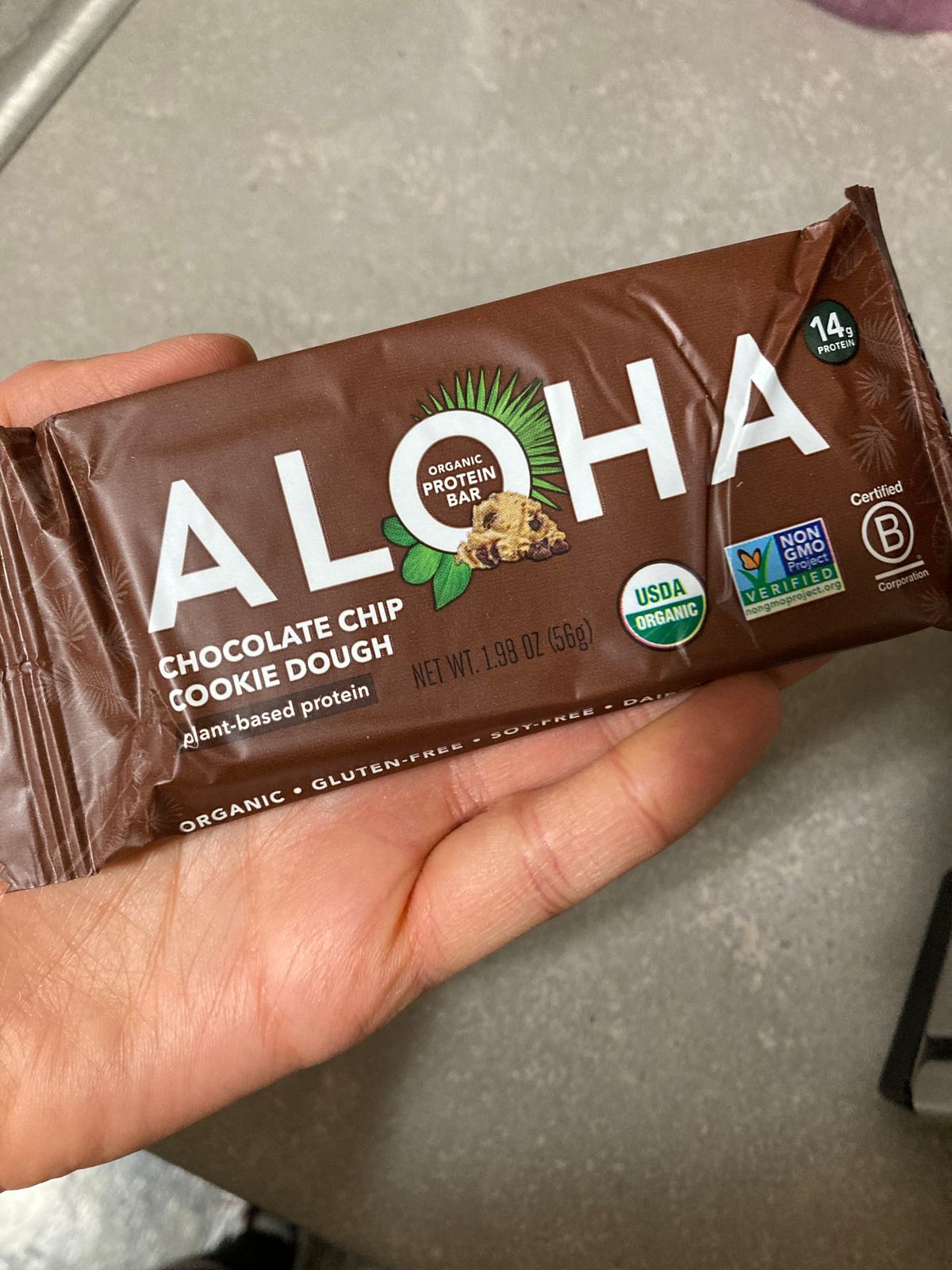 ALOHA Organic Plant Based Protein Bars Chocolate Chip Cookie Dough