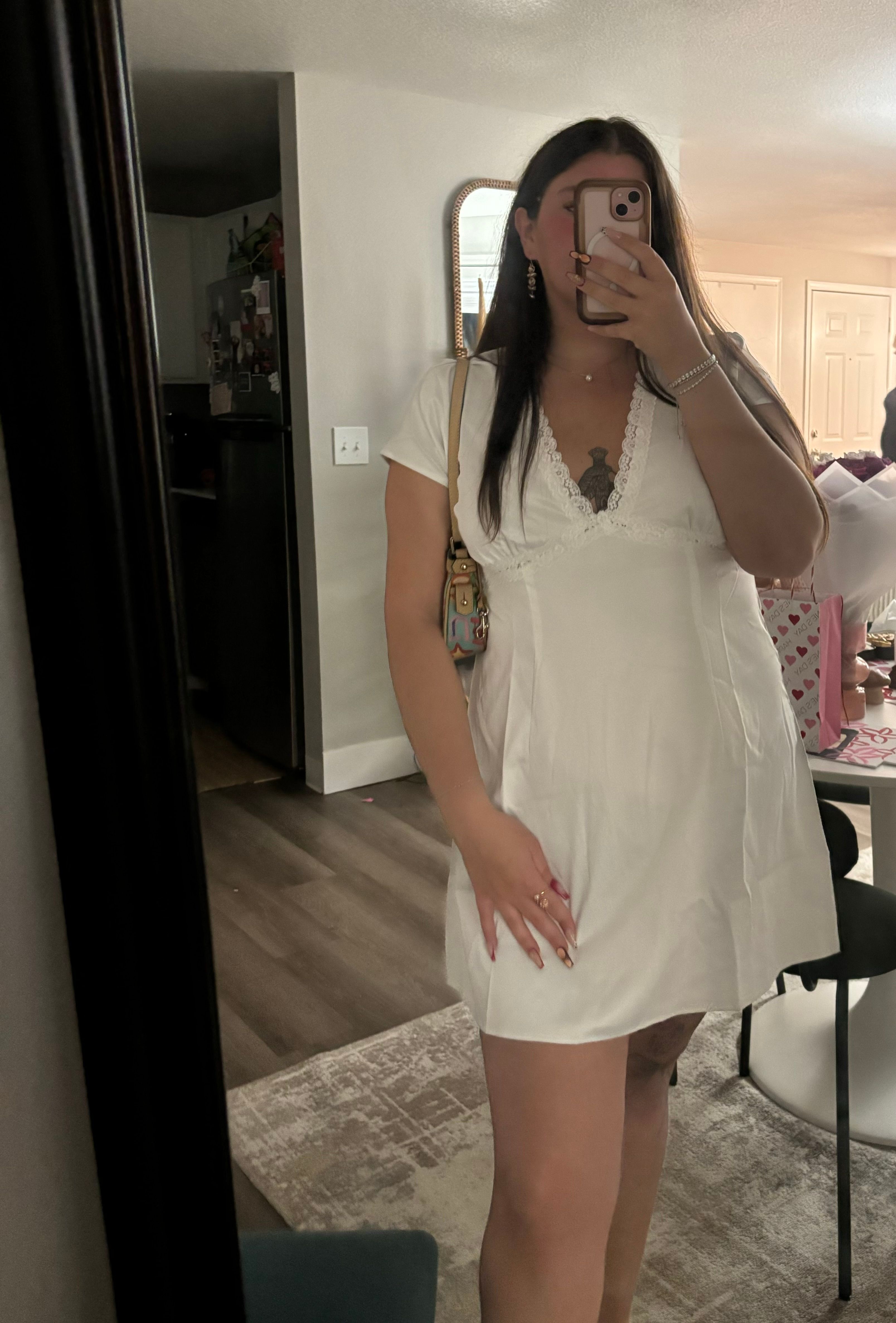 Rosé Muse Front ribbon cami dress French Oasis Oasis Short Dresses Rosé Muse Front Ribbon Cami