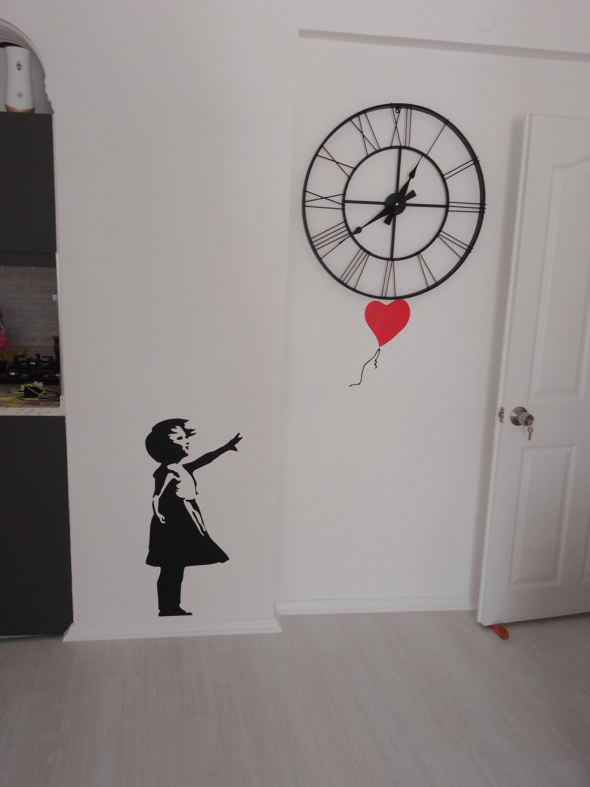 68x100 cm) Banksy Vinyl Wall Decal Girl with Heart Balloon / Street Graffiti Art Decor Sticker / Home Removable DIY Mural + Free Random Decal Gift