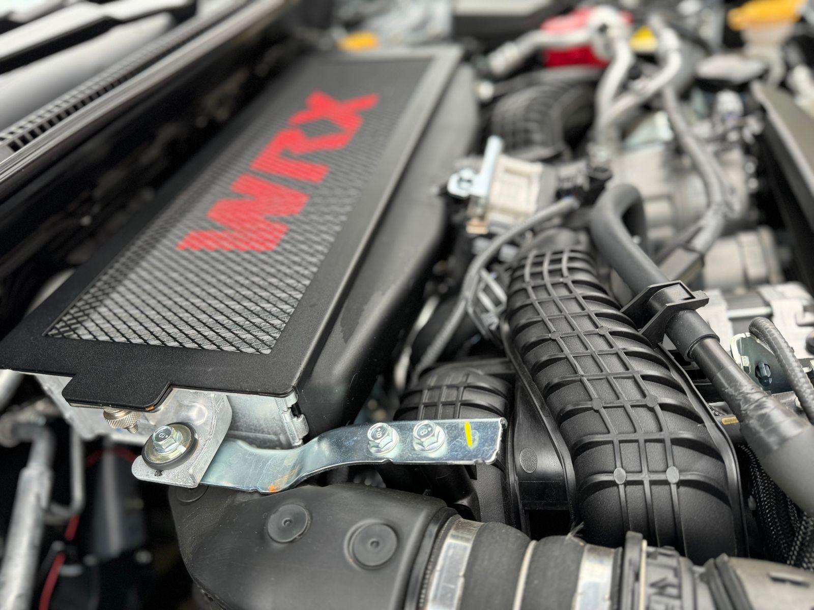 Noble 2223 Subaru WRX Black Top Mount OE Intercooler Guard with Red