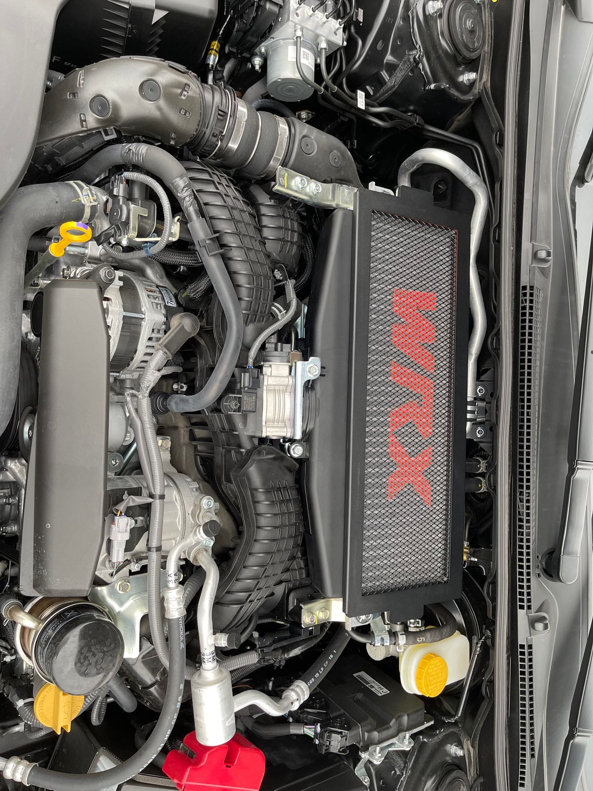 Noble 2223 Subaru WRX Black Top Mount OE Intercooler Guard with Red