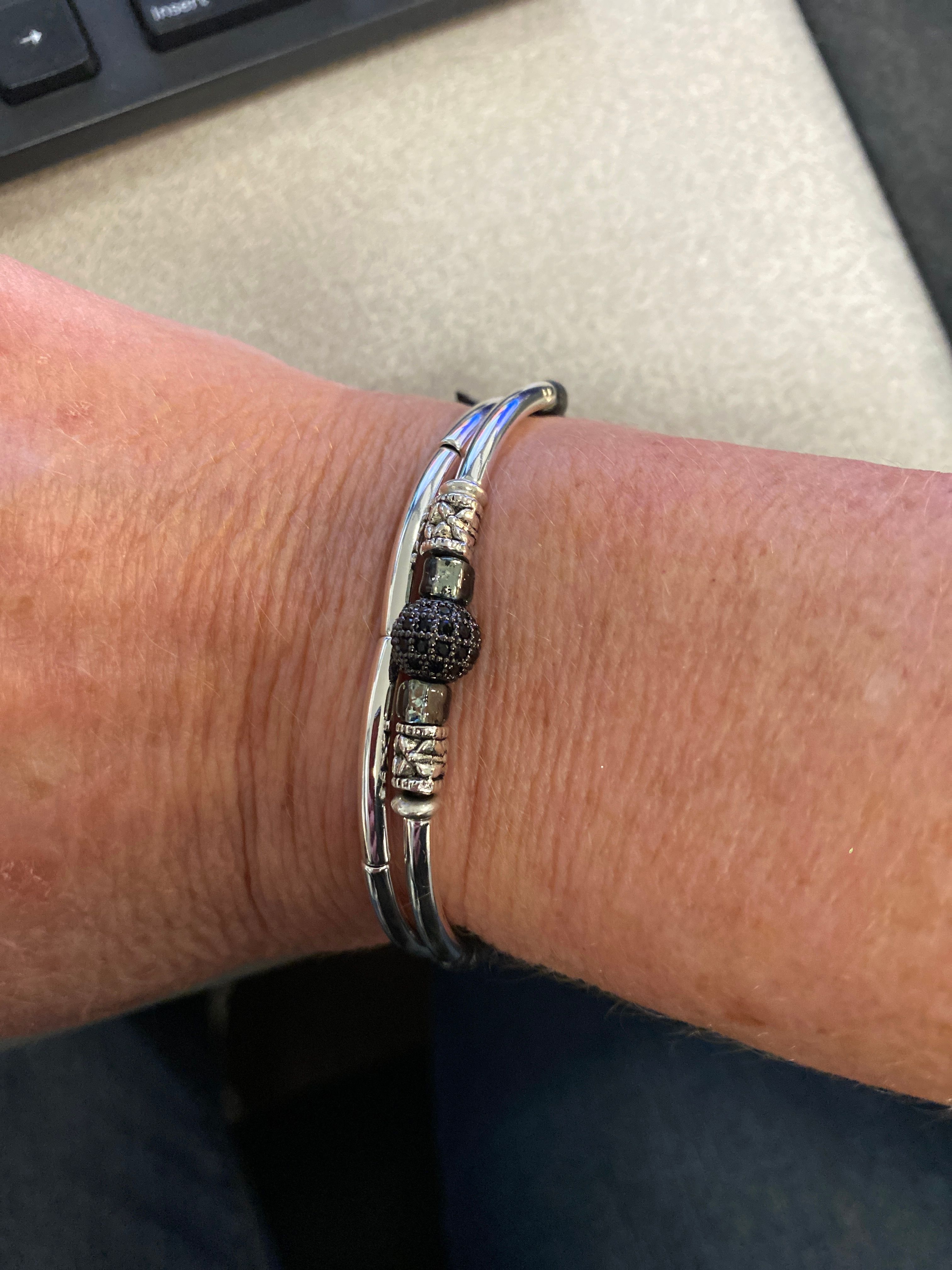 Silver Bracelet with Rhinestone Focal for Women