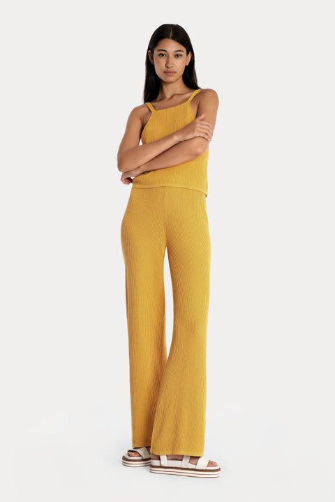 Cotton Rib Knit Pants | Zero-Waste Knitwear | Sand – Wayla The Line