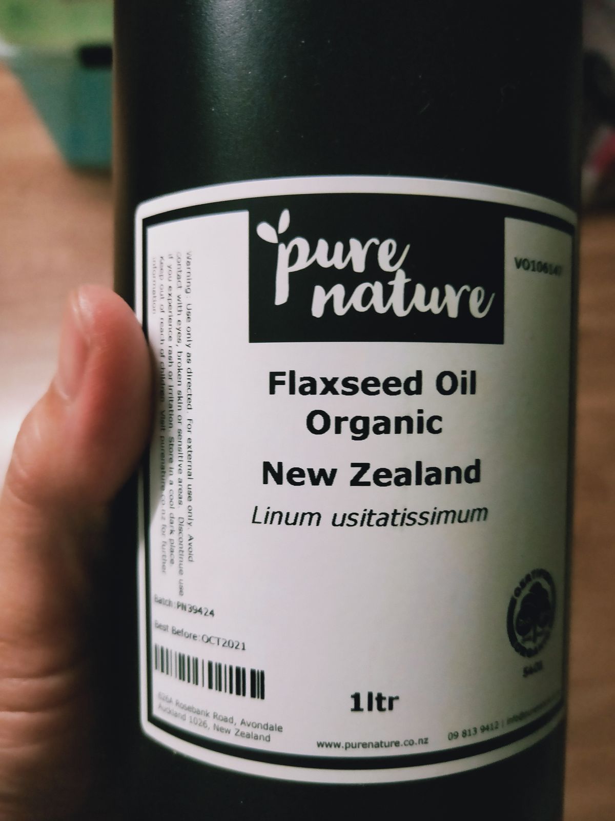 Flaxseed Oil, Organic New Zealand PureNature NZ