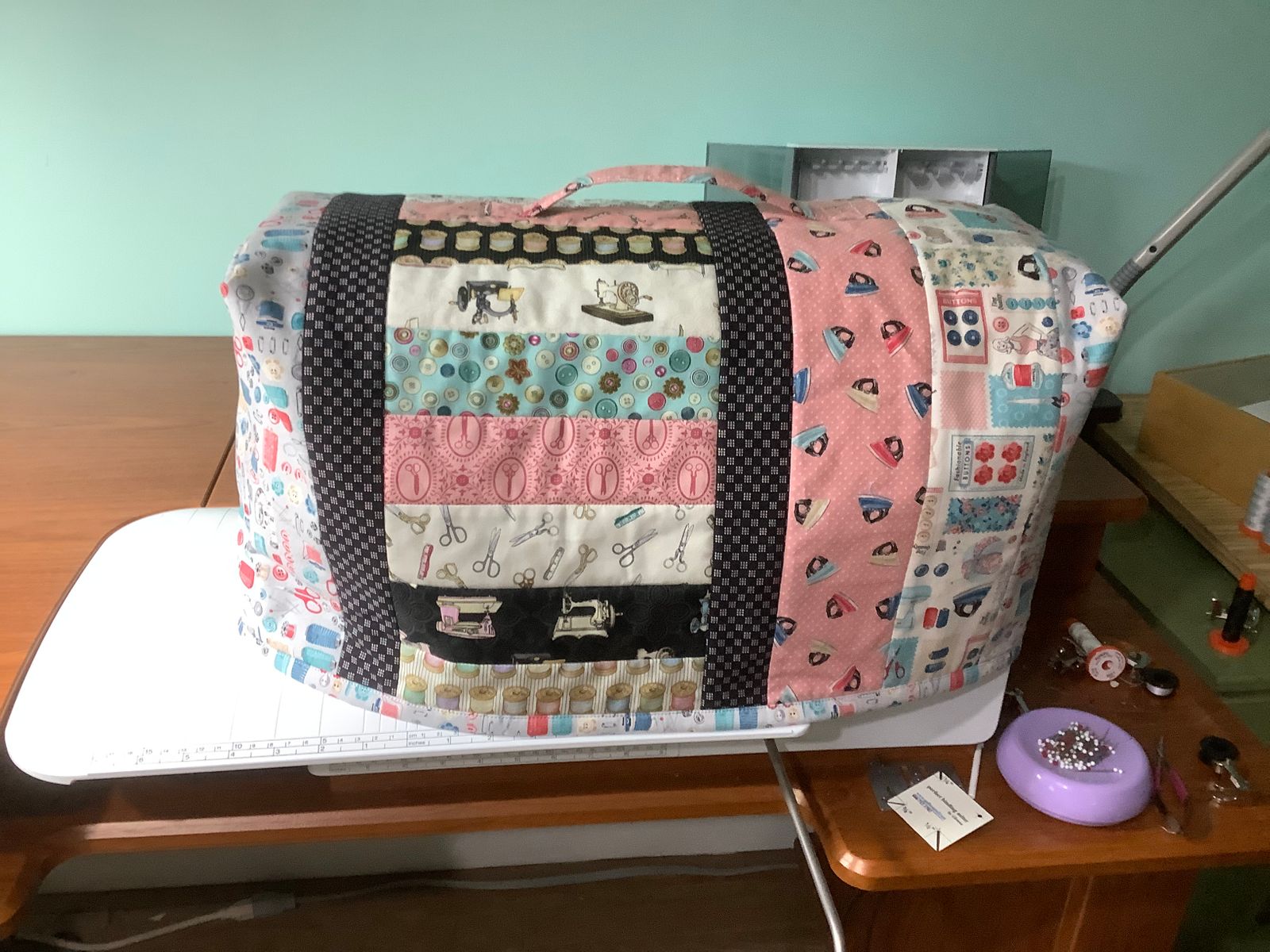 Sewing Machine Cover & Caddy Quilt As You Go Preprinted Batting
