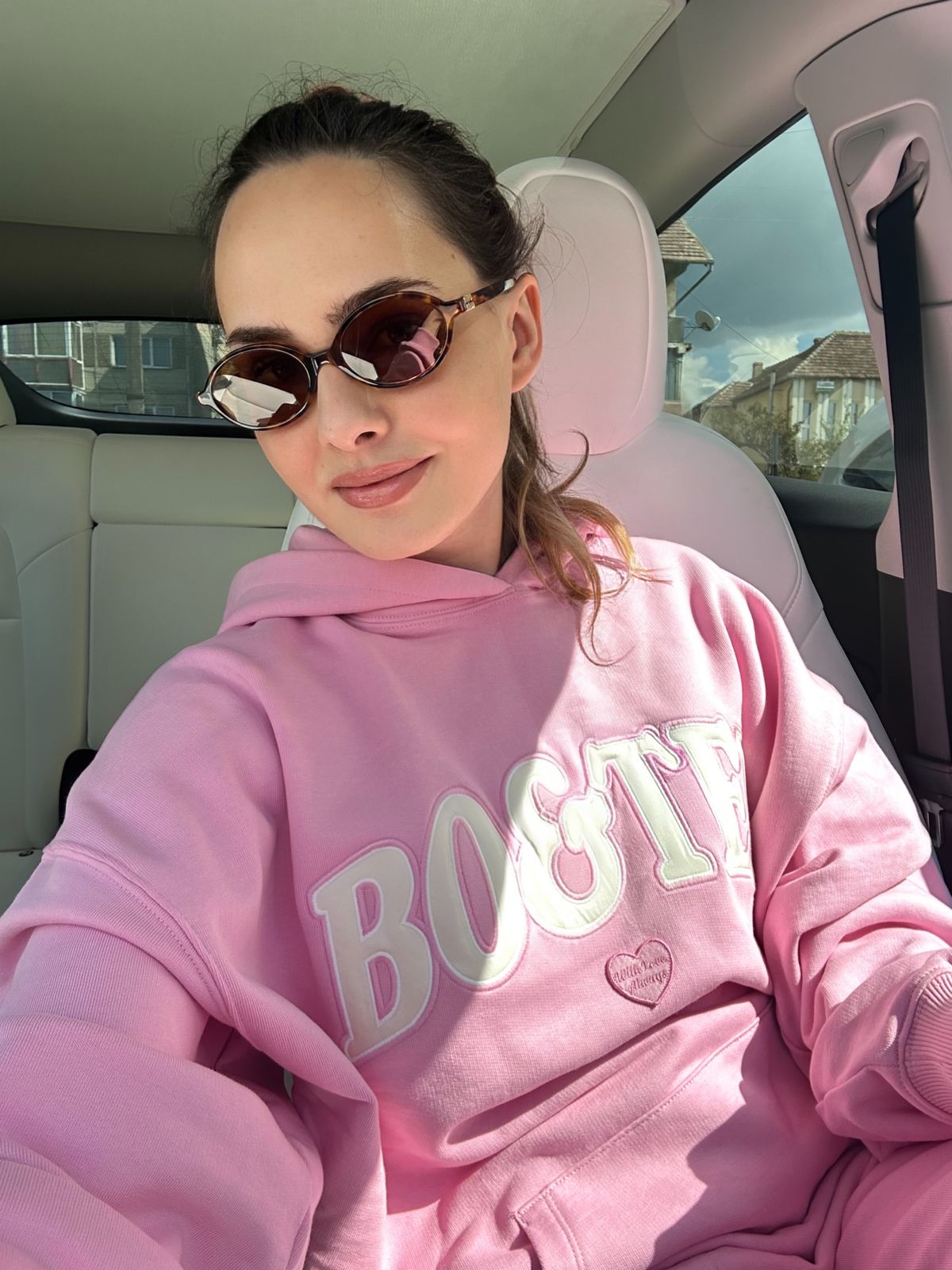 Grey Worldwide Slogan Oversized Hoodie Nice Grey Hoodies Pink