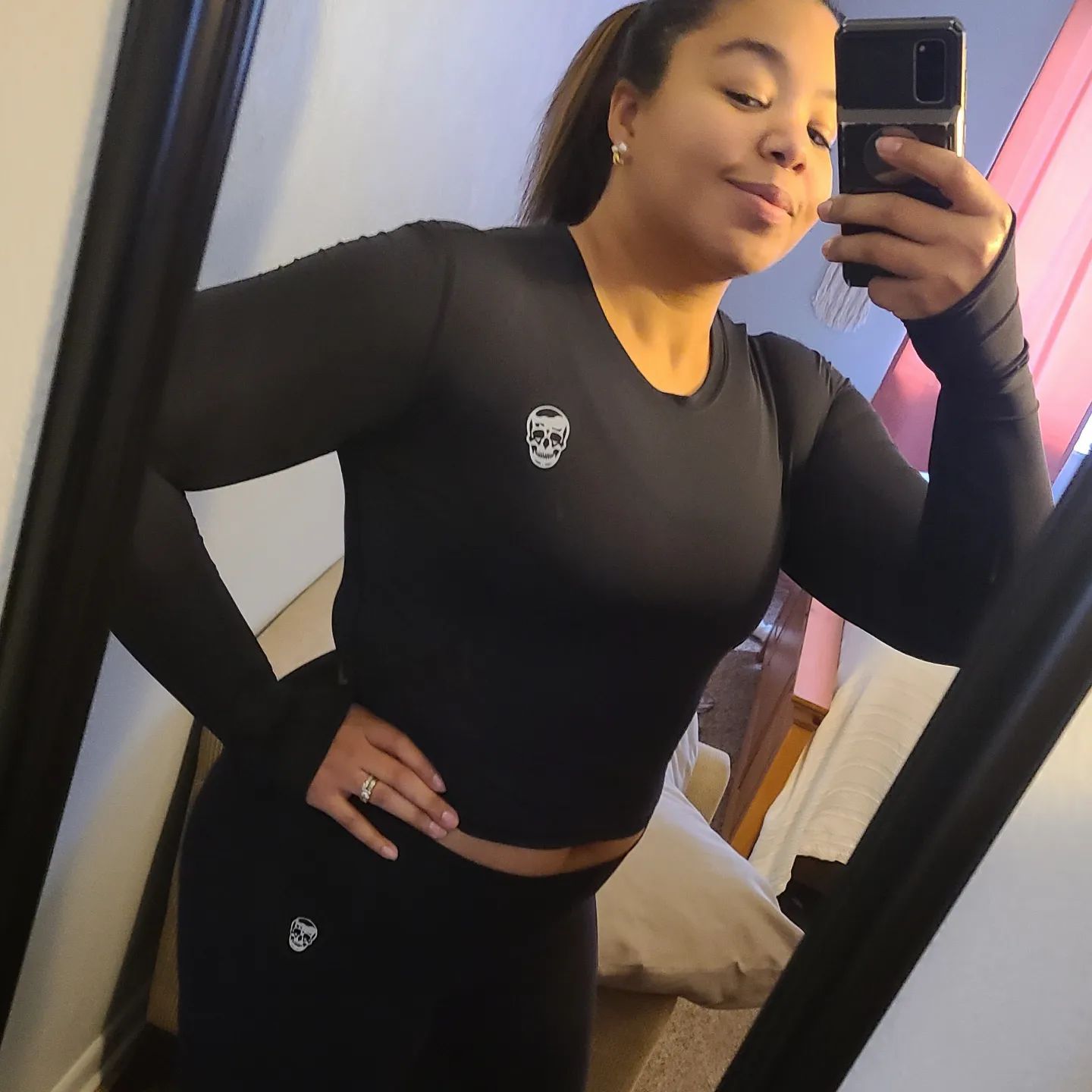 ★andar★ Performance Peach Long Sleeve Gymshark Apex Contrast Long Sleeve Top - Asphalt Grey/Build