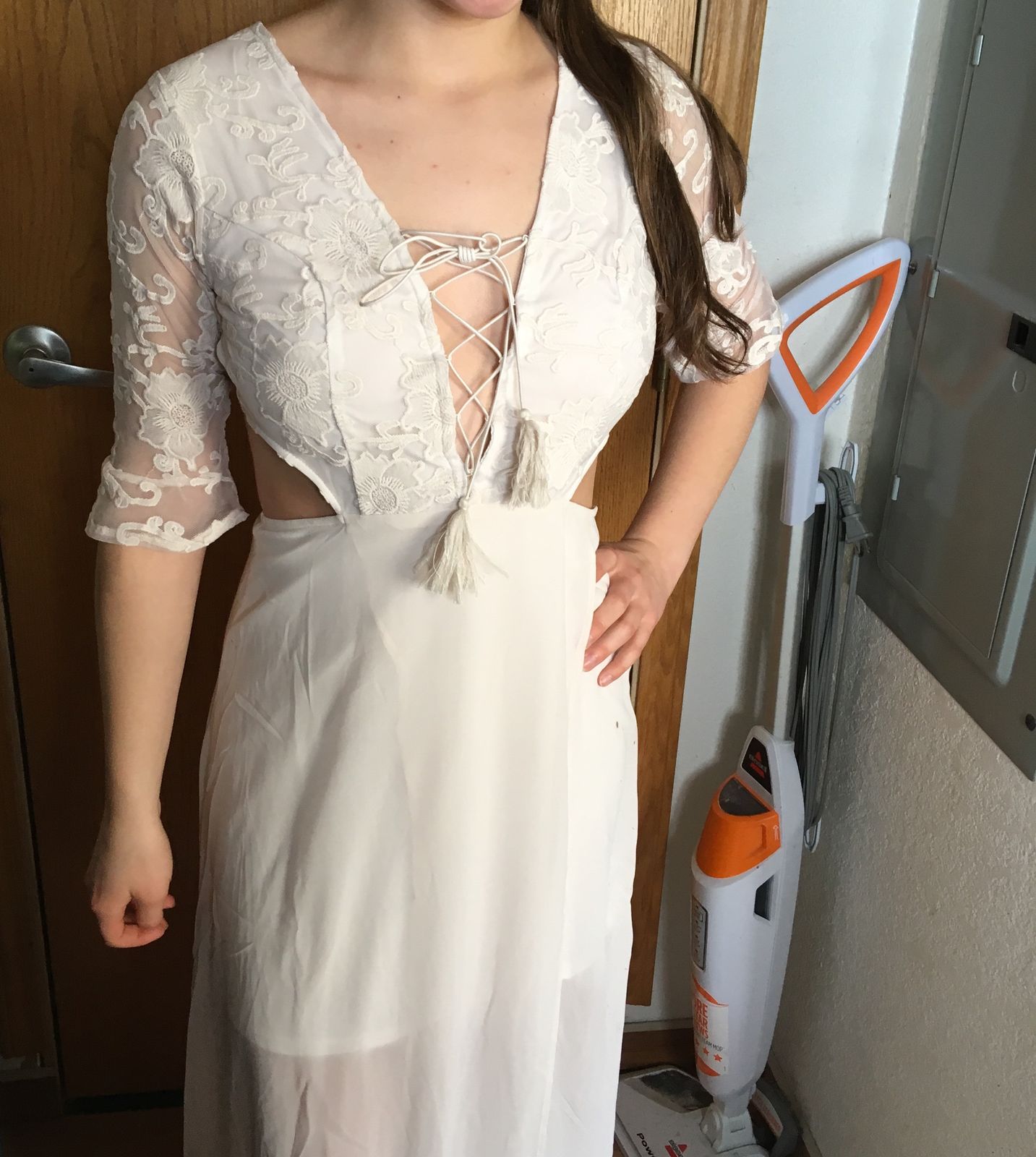 Another Most Beautiful Date Back Lace-up Stretch Maxi Dress