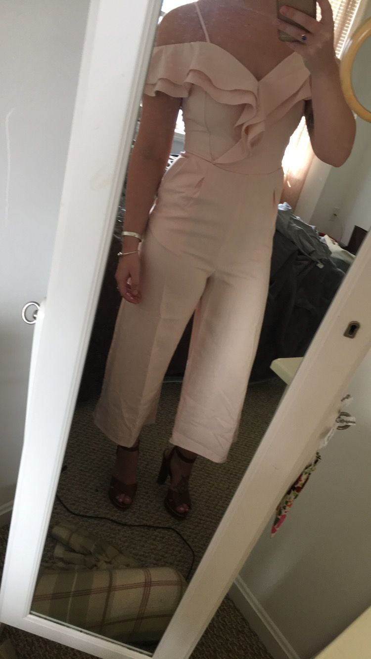 Ruffle Shoulder Smocked Pocket Jumpsuit main image 1