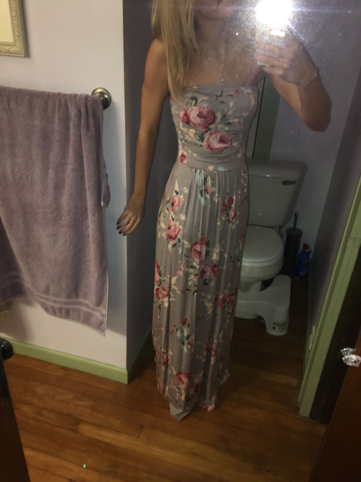 Taupe Strapless Tiered Maxi Dress