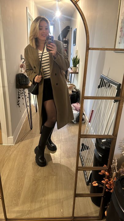 Rent Topshop Petite Double Breasted Long Coat In Brown Hirestreet