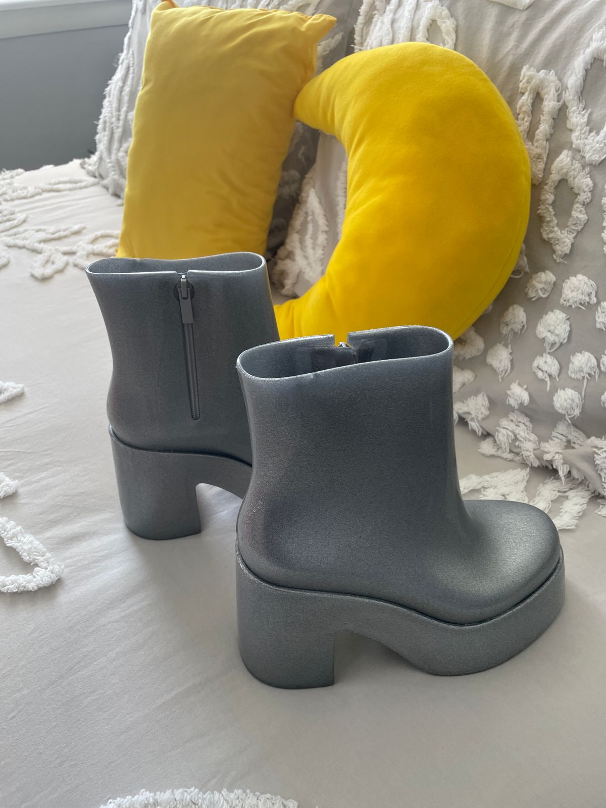 silver platform boots size 6