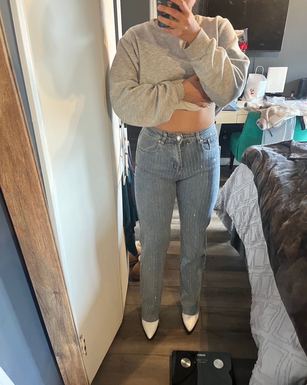 Blue Duffy Jeans With Rhinestones – Easy Clothes North America