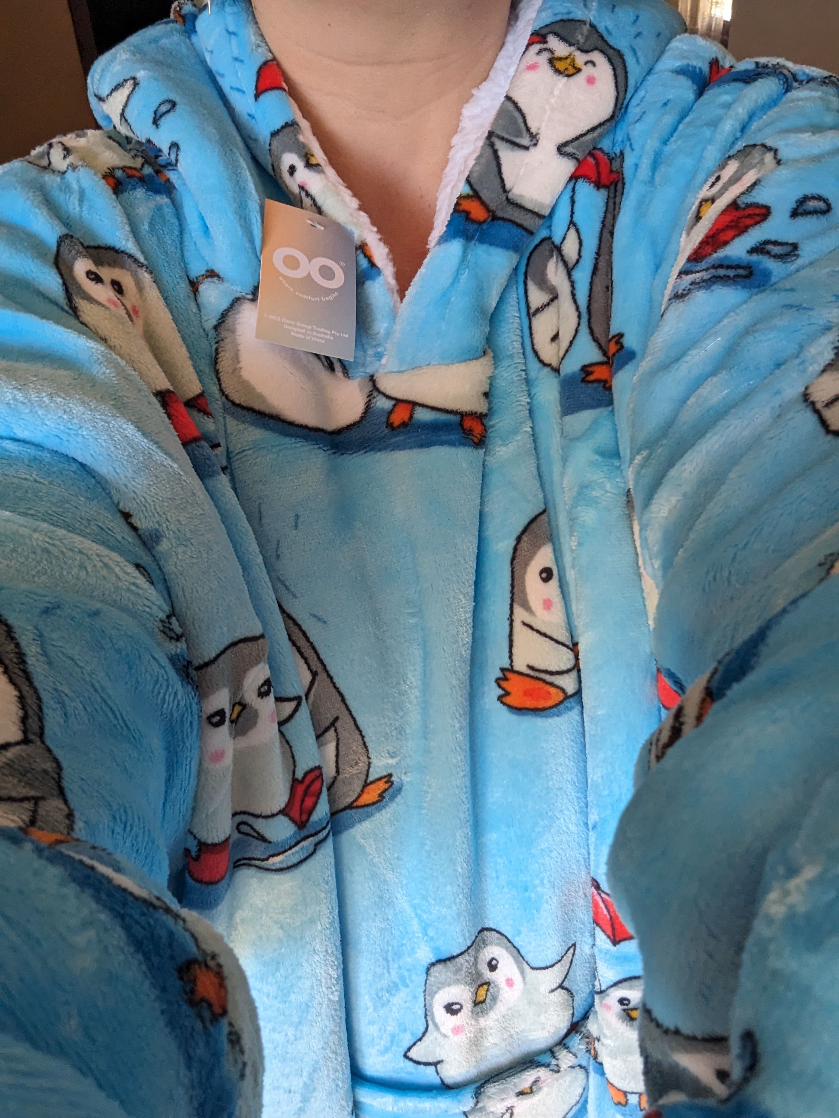 Fleece The Oodie Penguin Enormous Penguin Hoodie Blanket