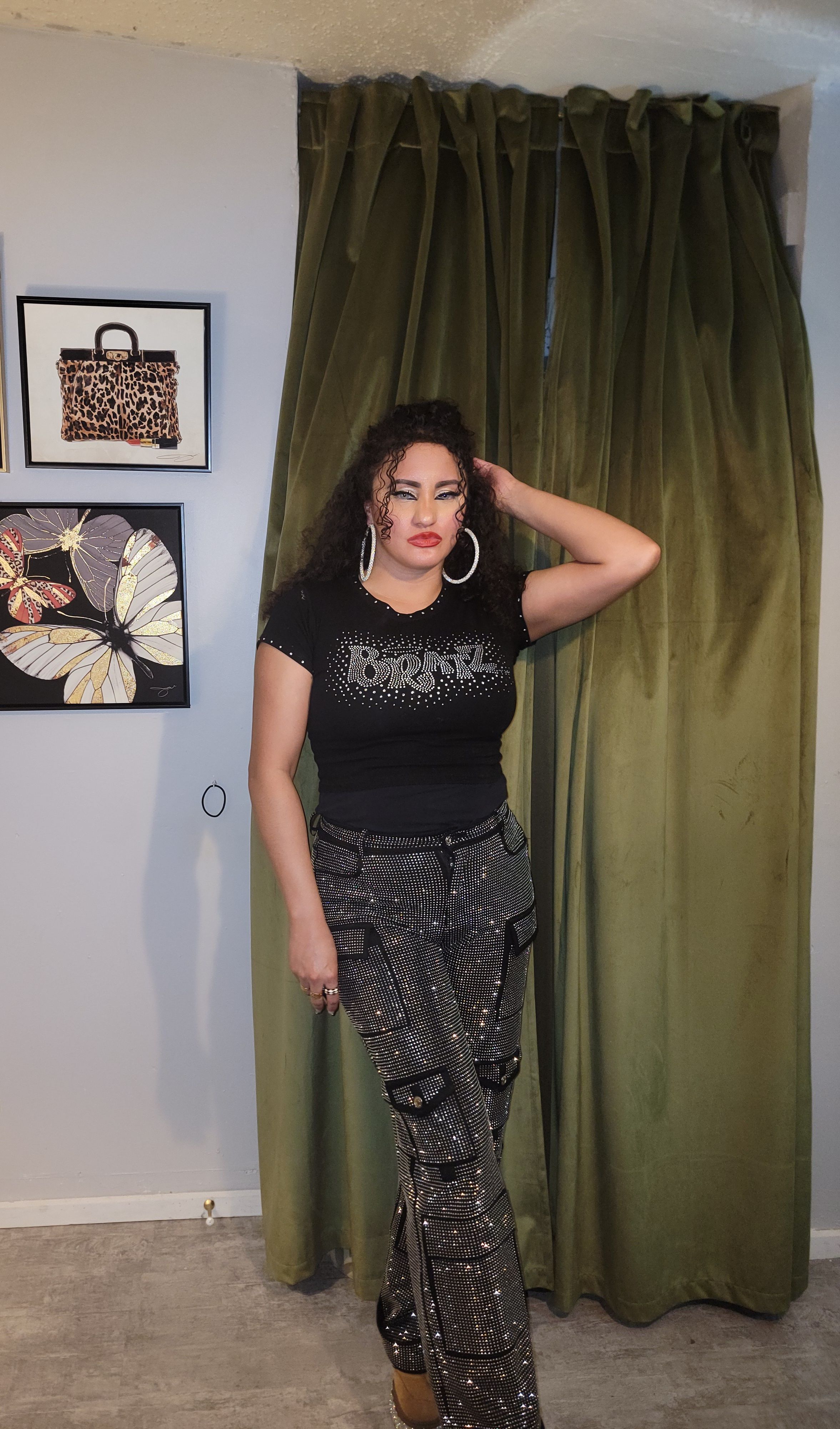 AMMO BONNE SOIREE RHINESTONE CARGO PANTS IN BLACK – AKIRA