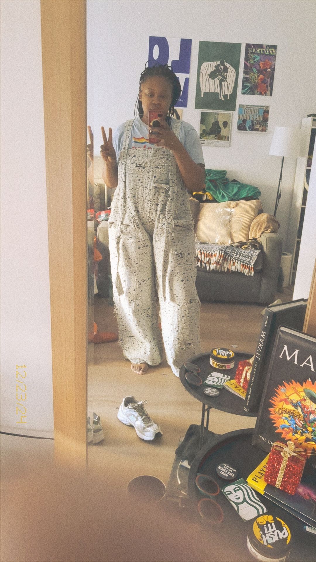 HERE TO SHRED DISTRESSED DENIM OVERALLS – AKIRA