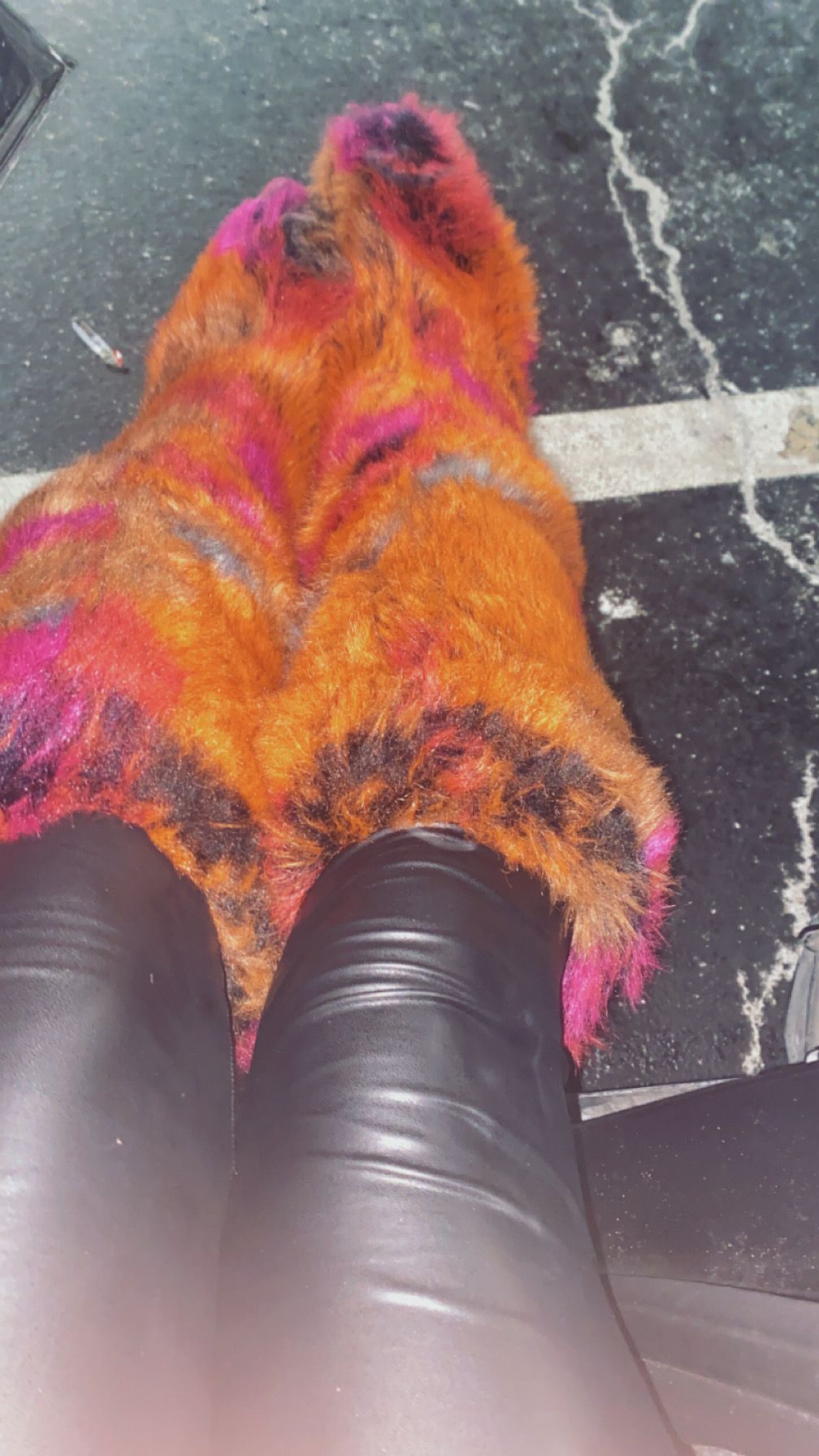 AZALEA WANG UPSETTER ORANGE MULTI FUZZY KNEE HIGH BOOT – AKIRA