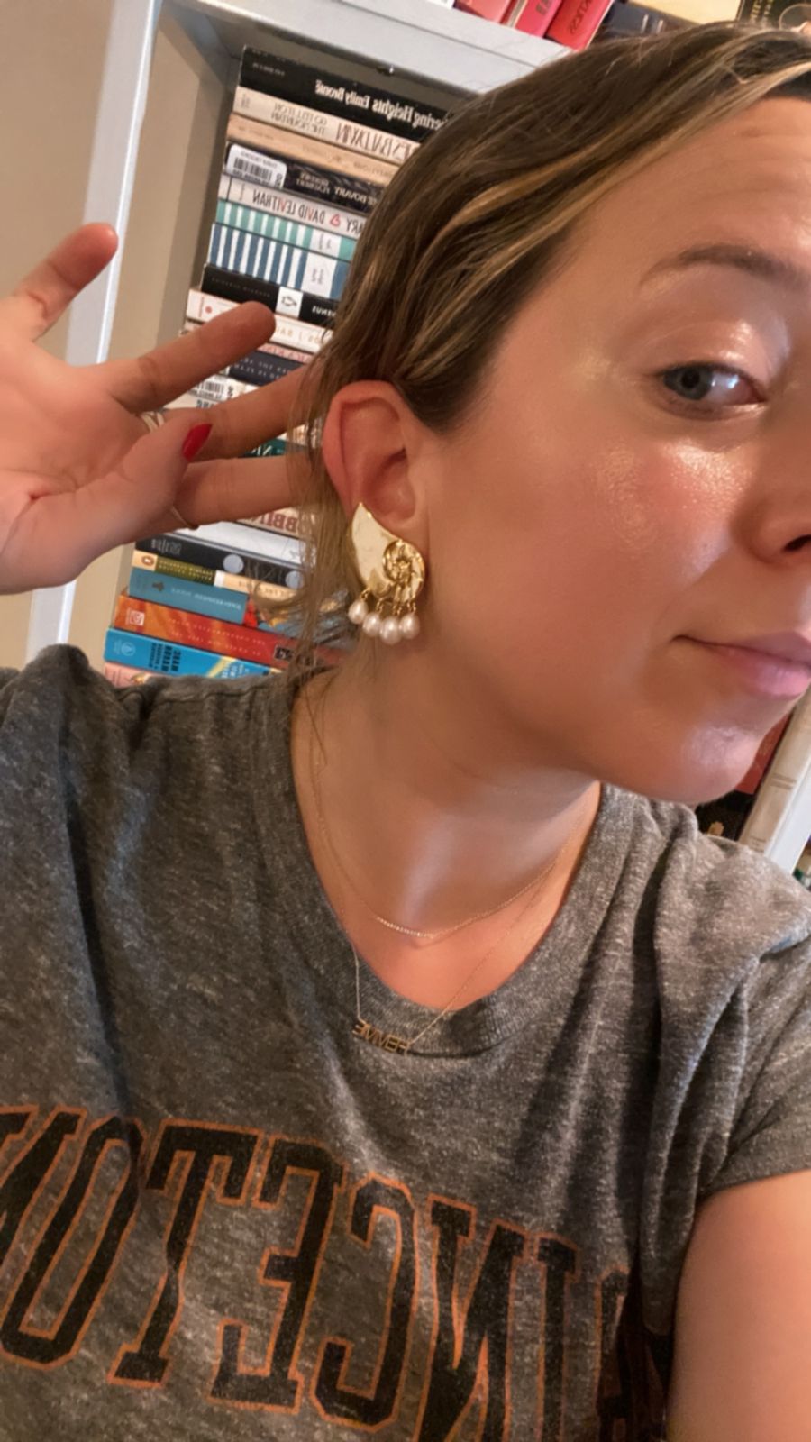 Lucille Gold and Pearl Climber Earrings | JENNY BIRD