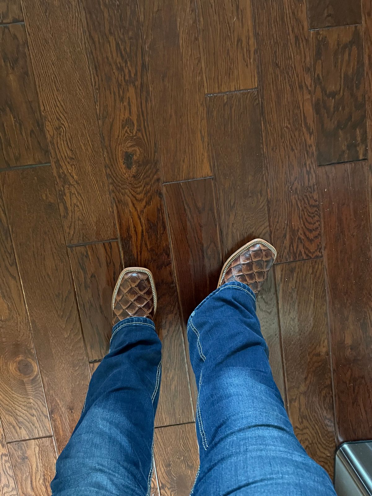 Macie Bean Boots Women`s Cognac Filet of Fish 13` Navy Explosion Top