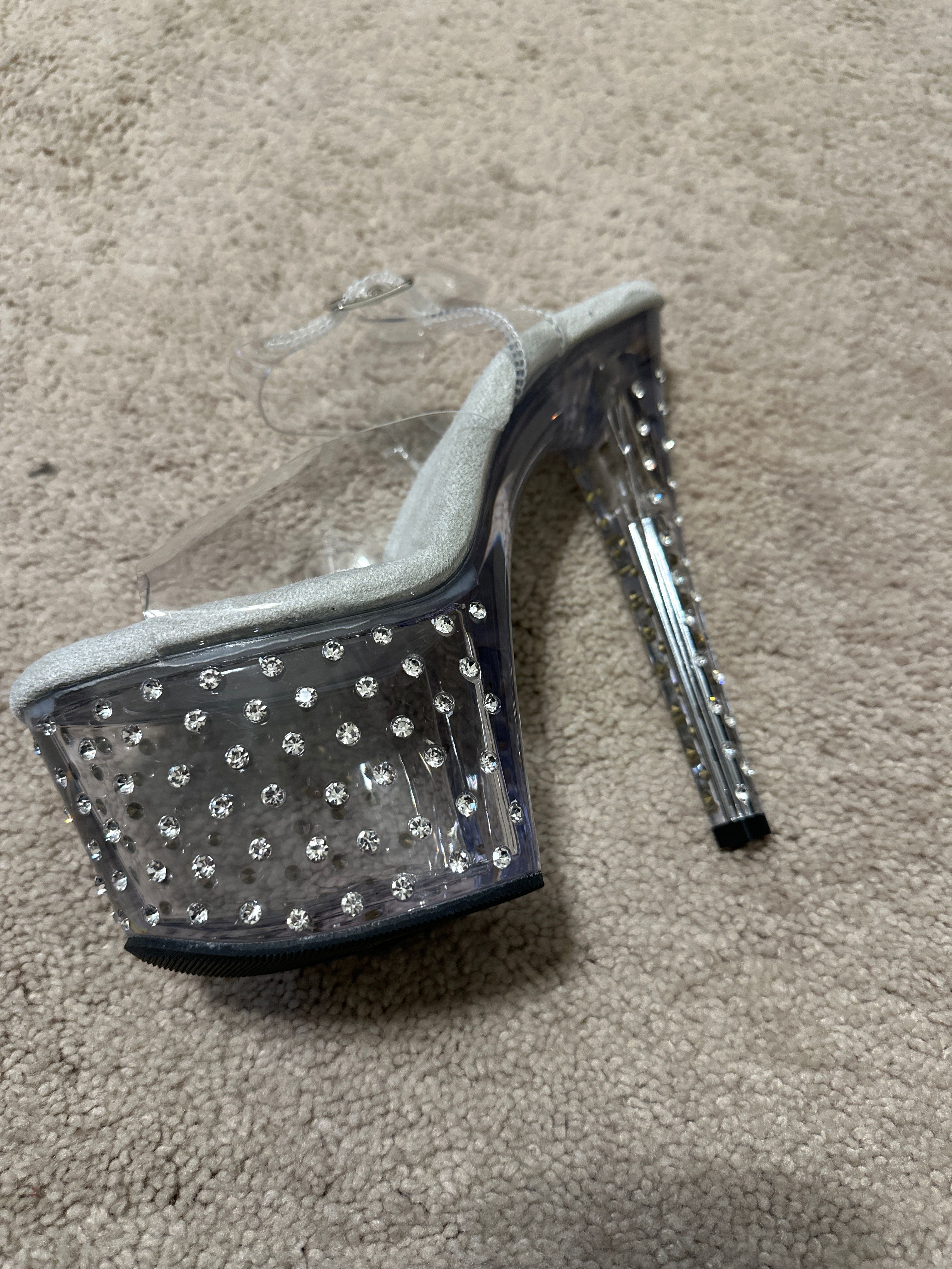 Pleaser Stardust-708 in Clear/Black – Pleaser Shoes