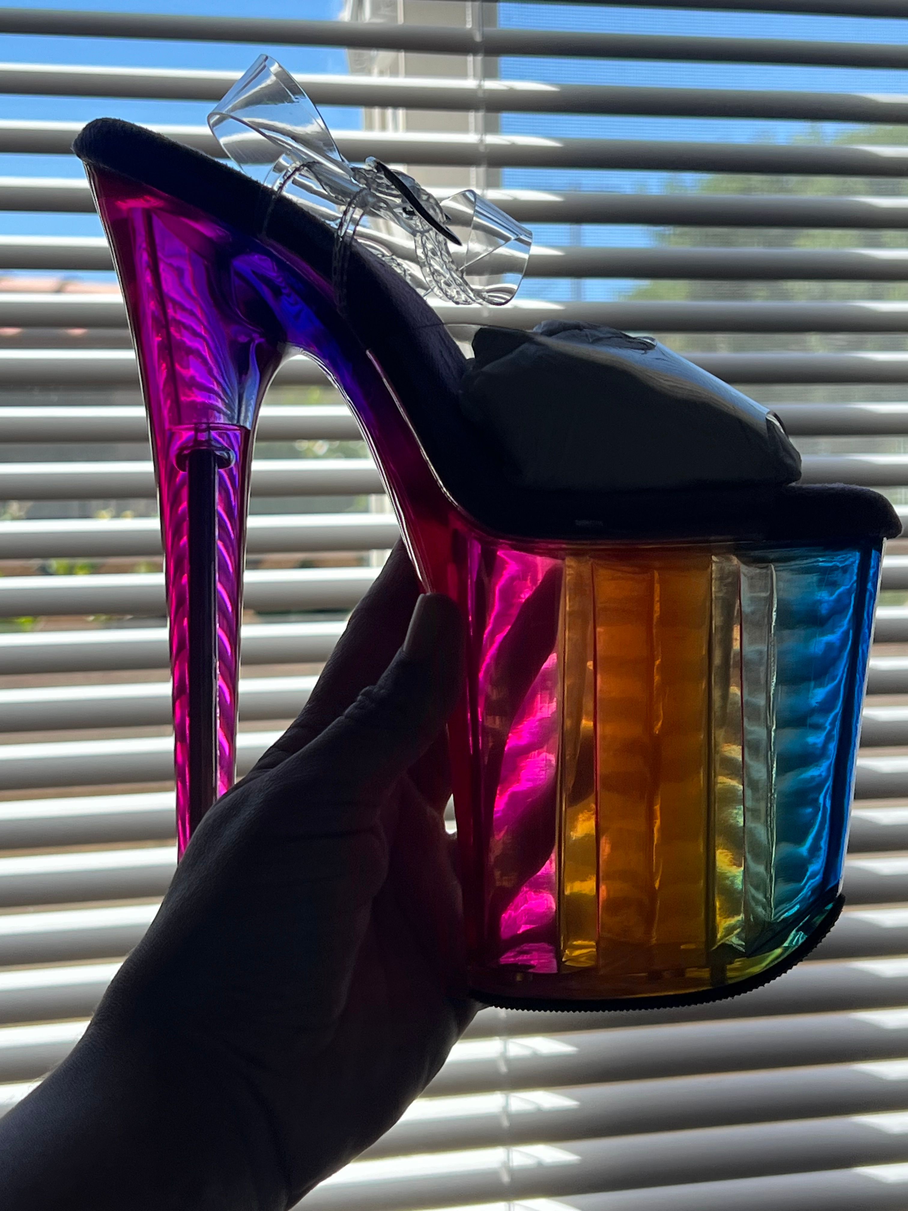 Pleaser Flamingo-808RMT in Clear/Multicolor – Pleaser Shoes