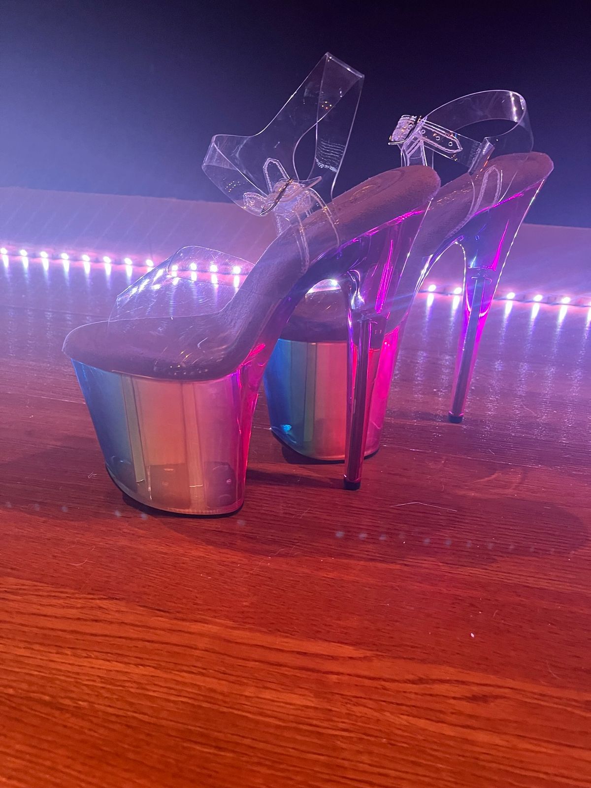 Pleaser Flamingo-808RMT in Clear/Multicolor – Pleaser Shoes