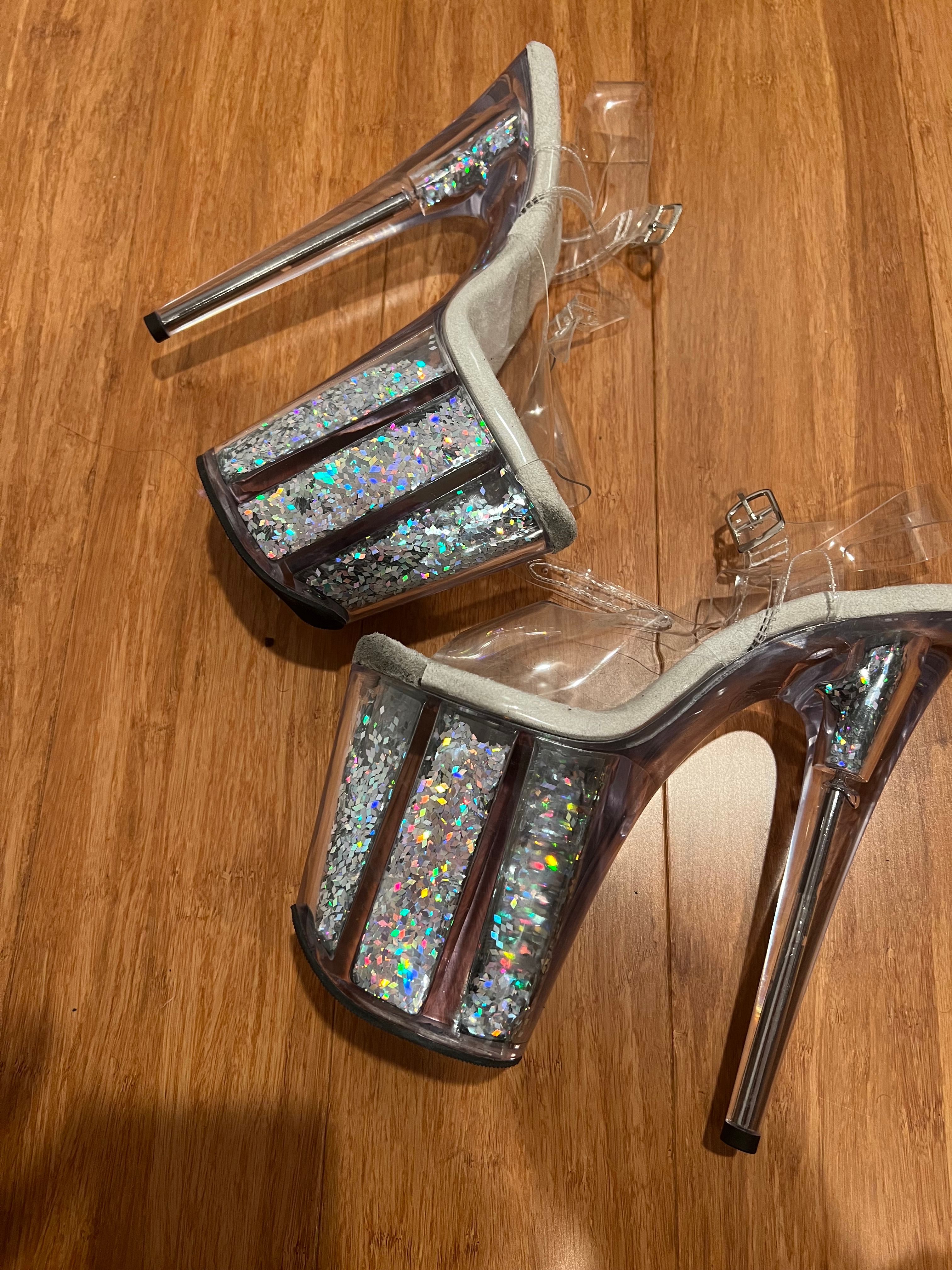 Pleaser Flamingo-808GF in Clear/Silver – Pleaser Shoes
