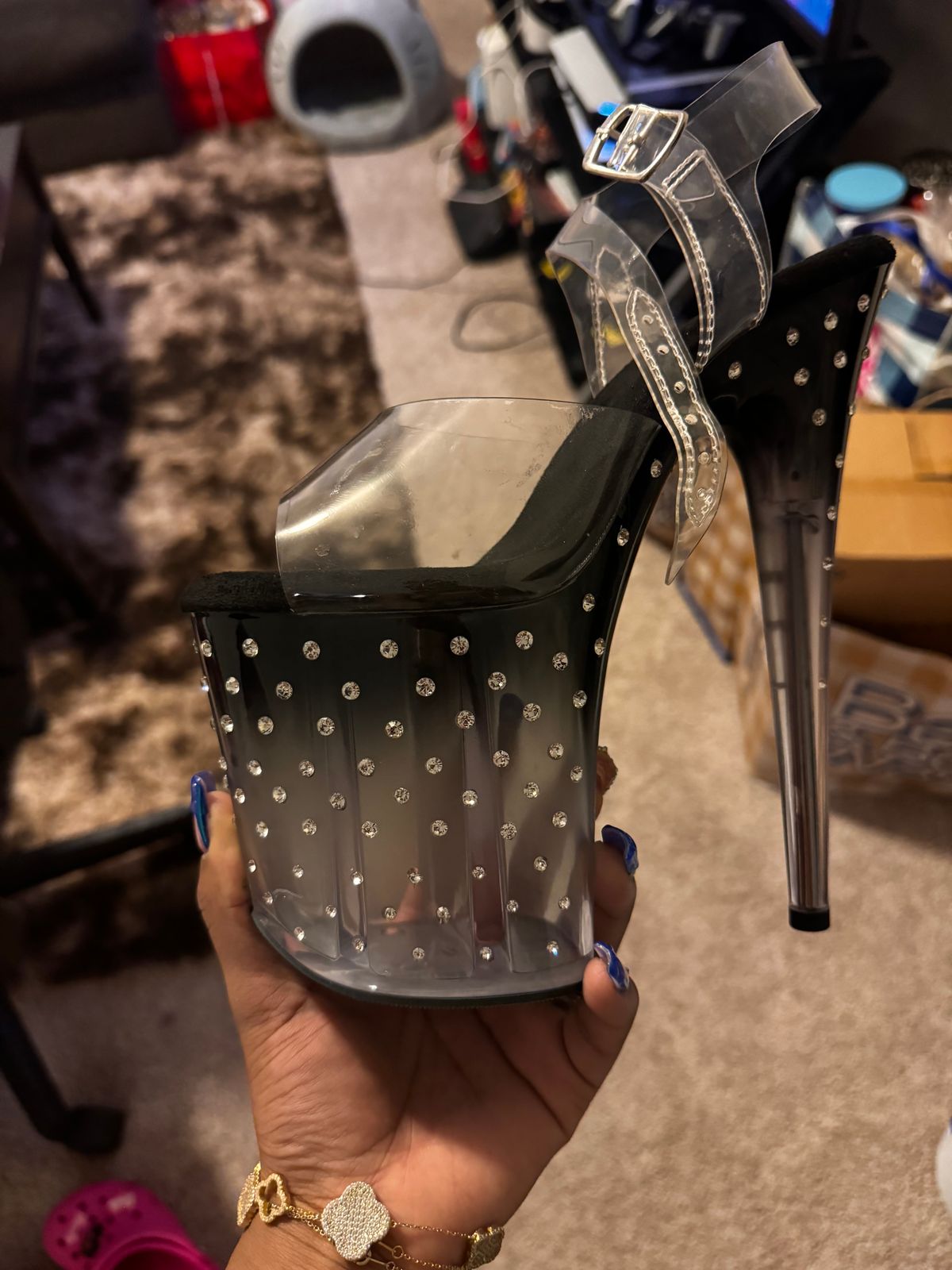 アクセサリー lupnus0908 Pleaser Stardust-808T in Black/Clear – Pleaser Shoes
