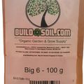 Package of BuildASoil.com Big 6 organic garden supplement, 100g size with tree logo