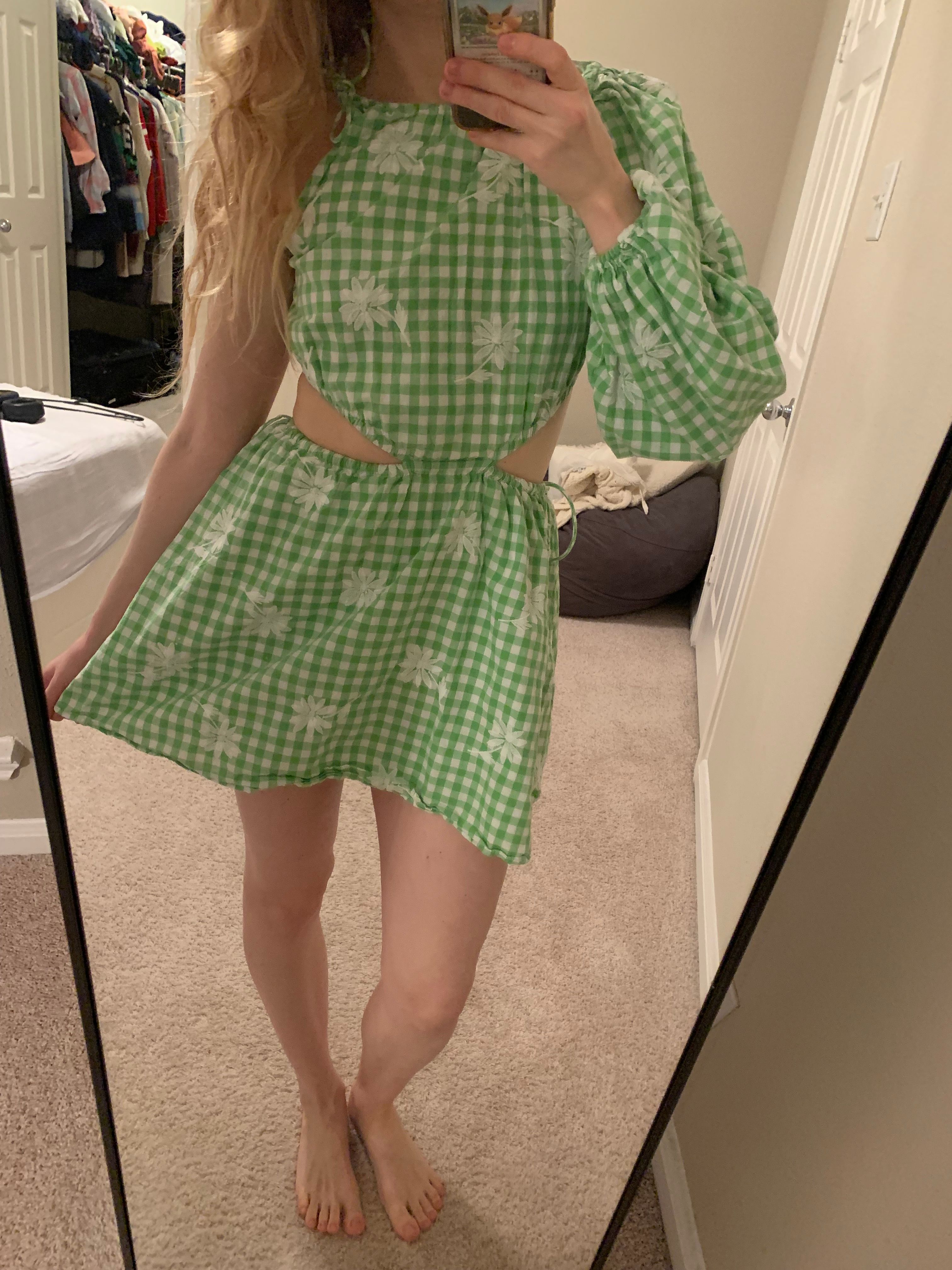 【Sinoon】 Gingham Dress Oversized gingham linen shirtdress – OffOn