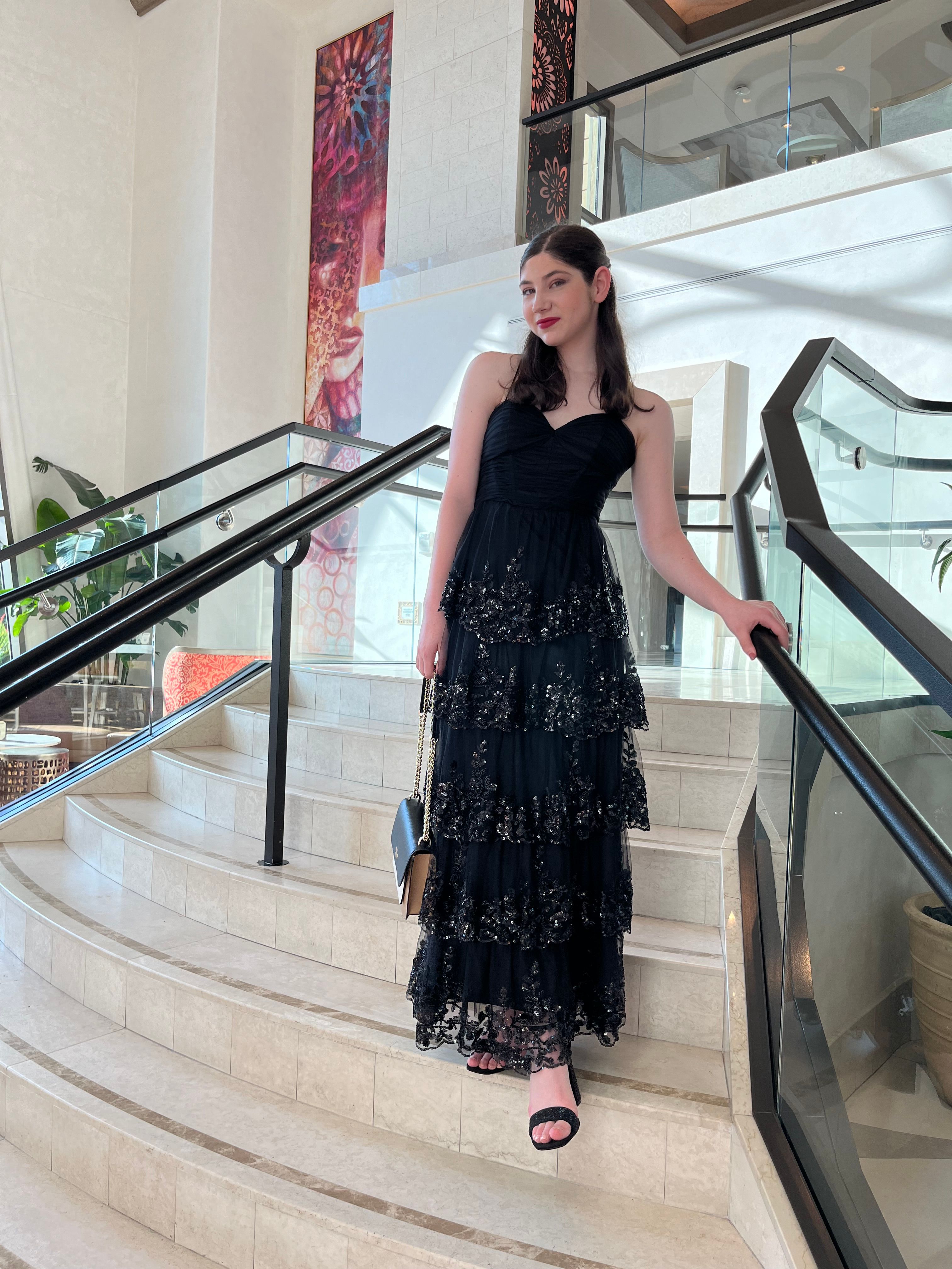 Tulle Gown With Tiered Skirt And Beaded Embellishments | E11058