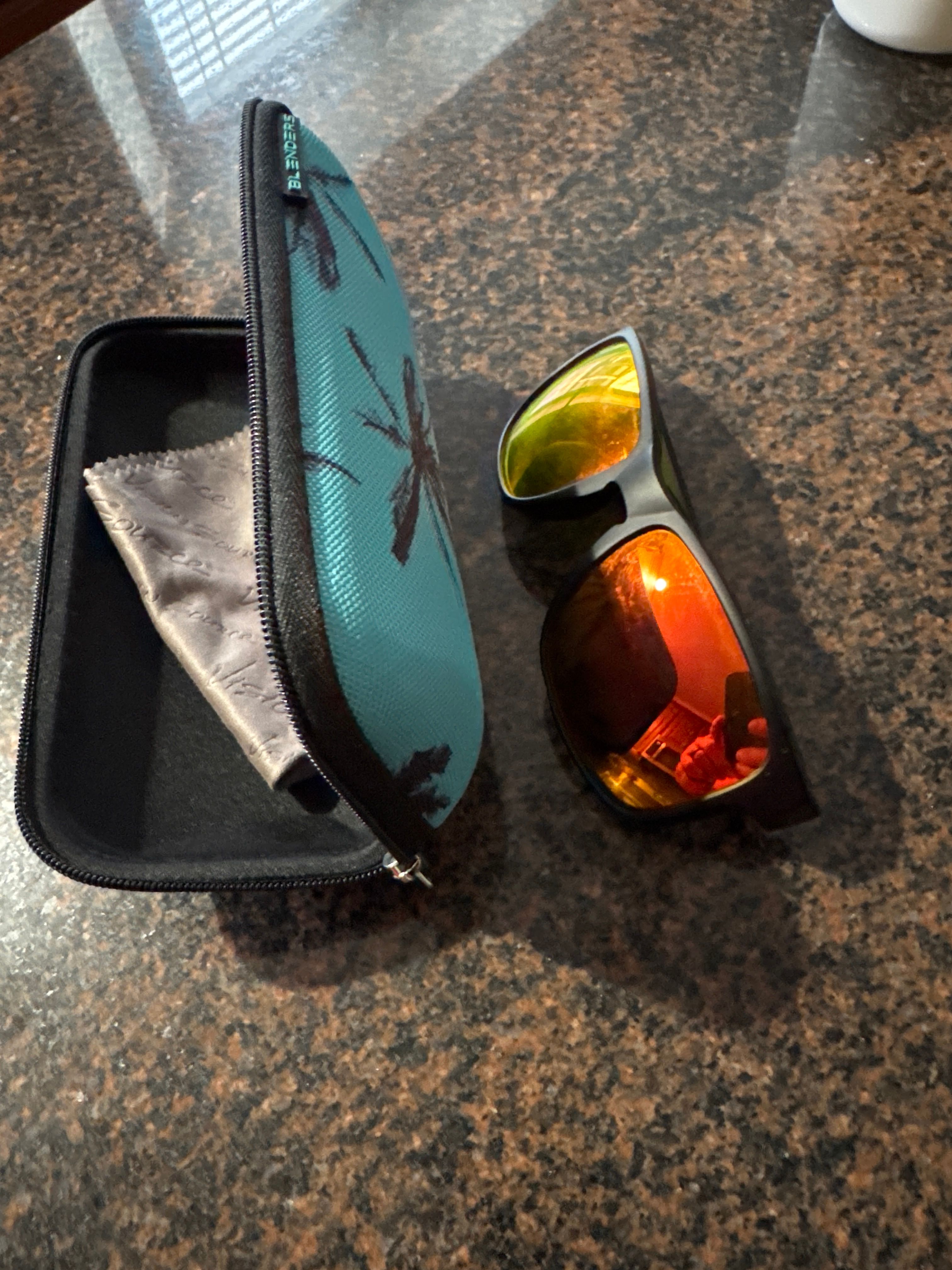 Pacific Glasses Case - Blue with Black Palm Trees Hard Case for ...