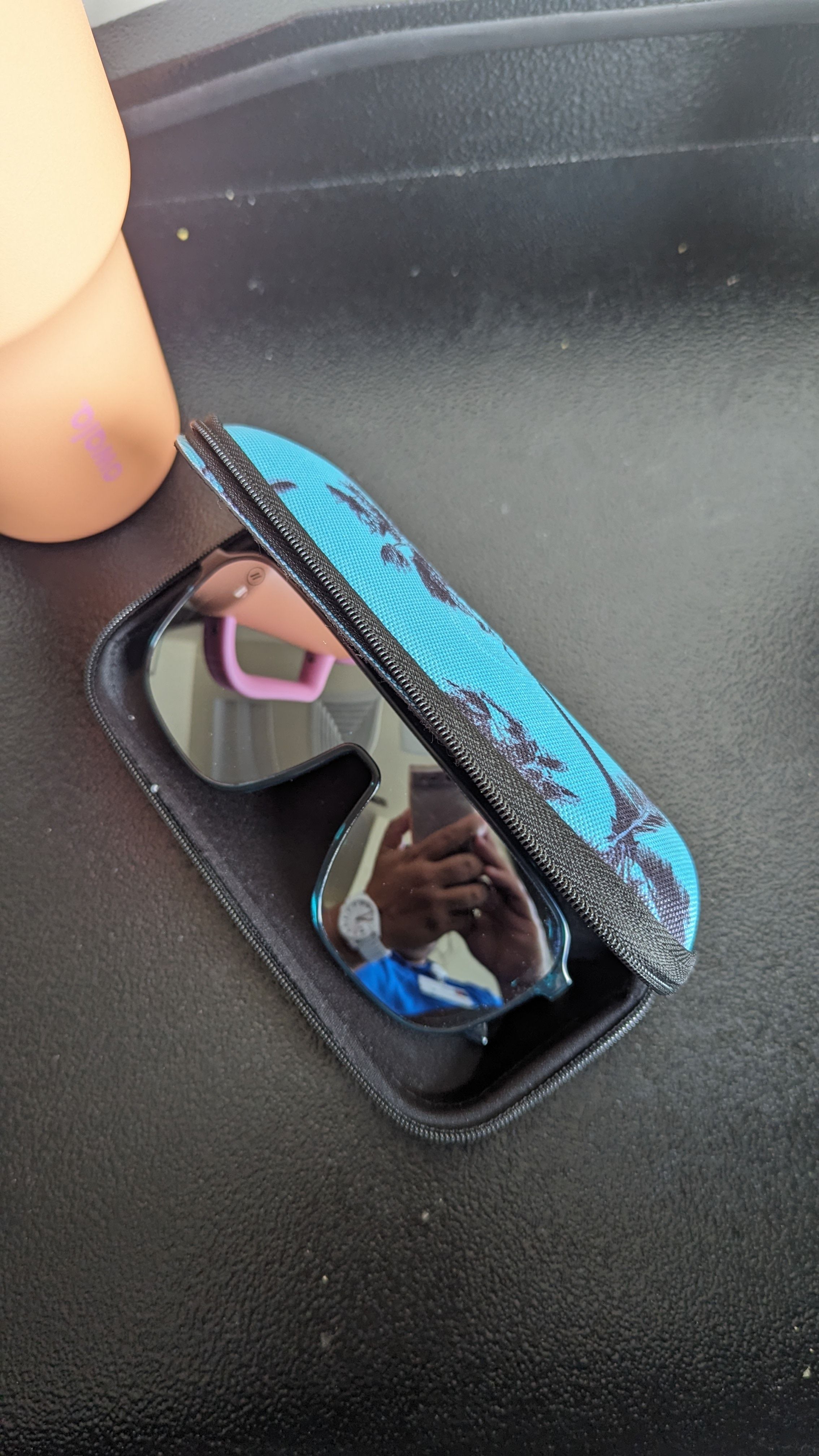 Pacific Glasses Case - Blue with Black Palm Trees Hard Case for ...
