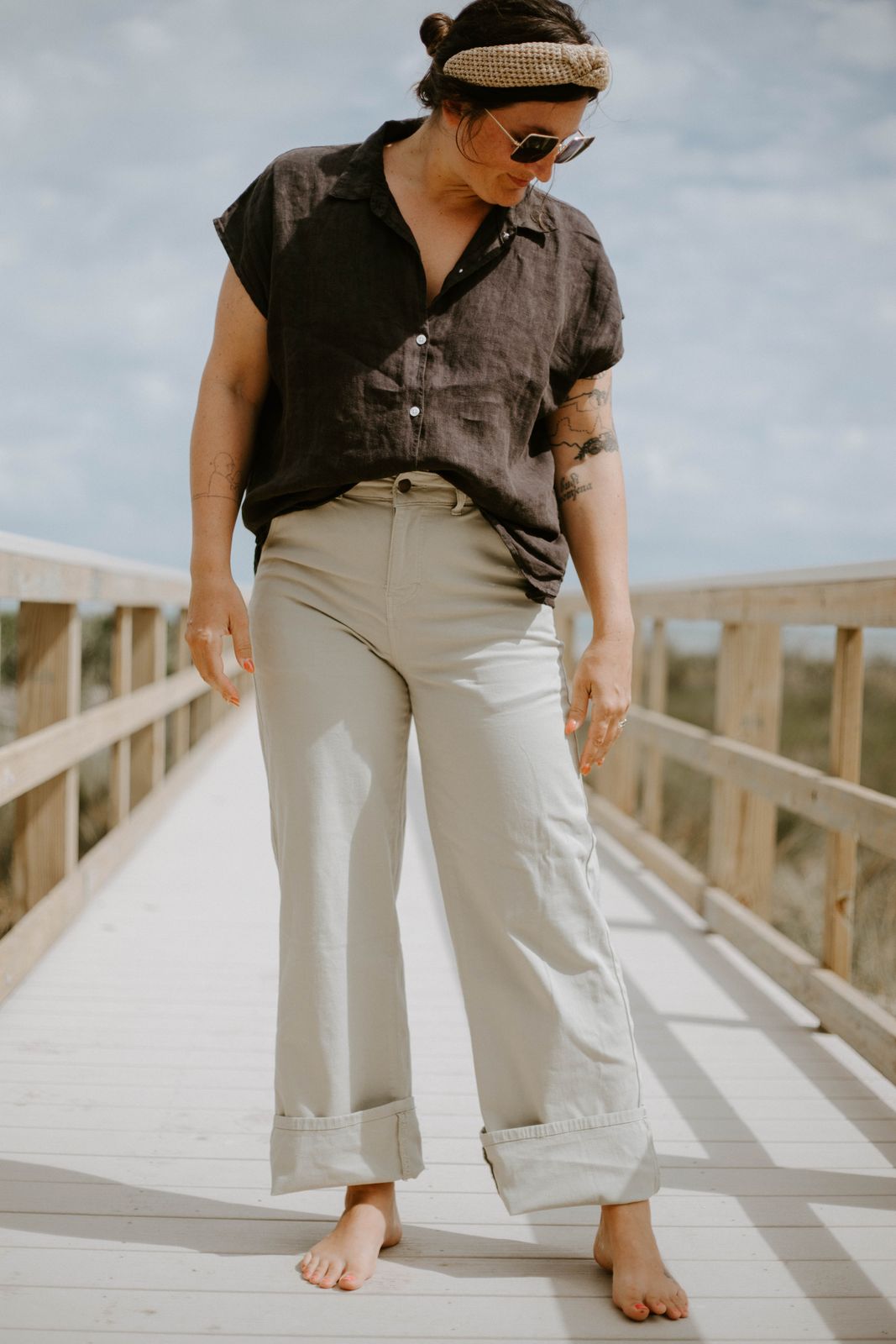 cotton tuck volume pants – louren store