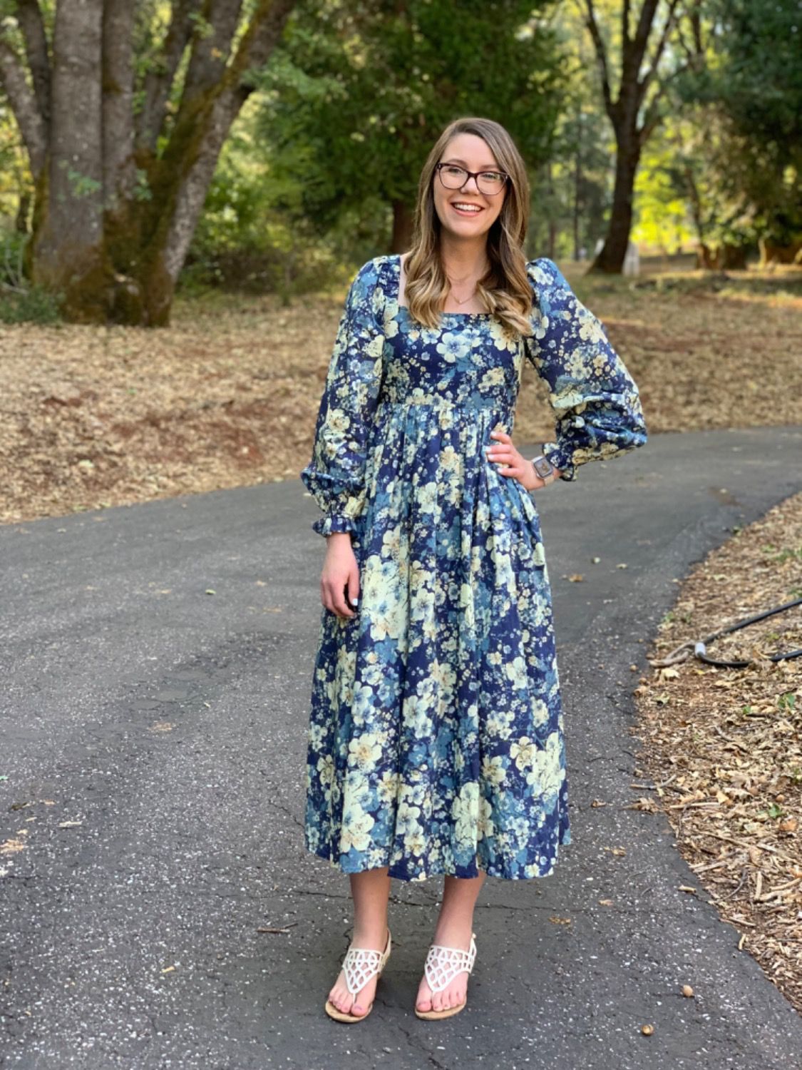 Twyla Dress | Blue + Cream Floral