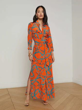L'AGENCE - Cameron Silk Shirt Dress in Plum Multi Boute Paisley