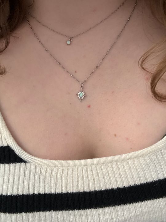 【CaitlynMinimalist】２連 オパールスターデュオネックレス★ Layered Opal Star Duo Station Chain Necklace | Caitlyn