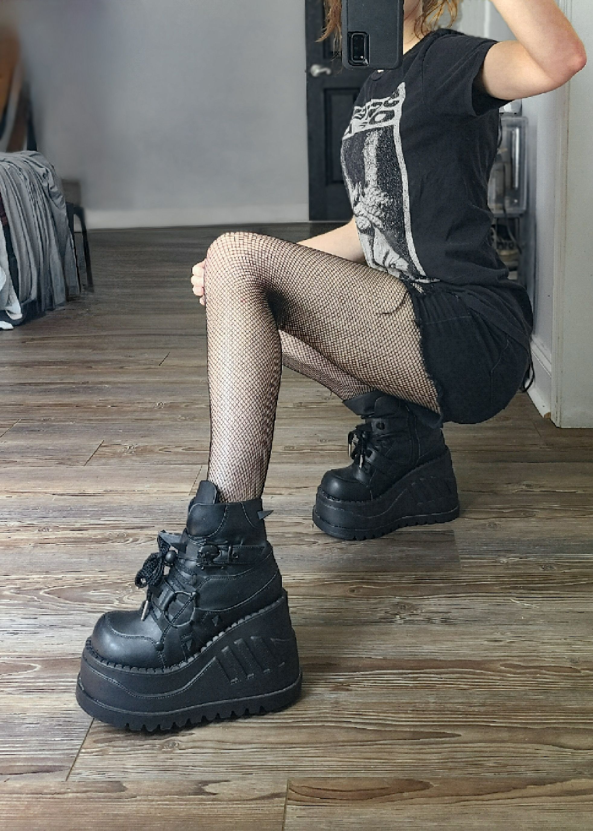 日本未入荷 DEMONIA - STOMP-60 STOMP-60 4 3/4 Inch Tall Wedge Platform Boots