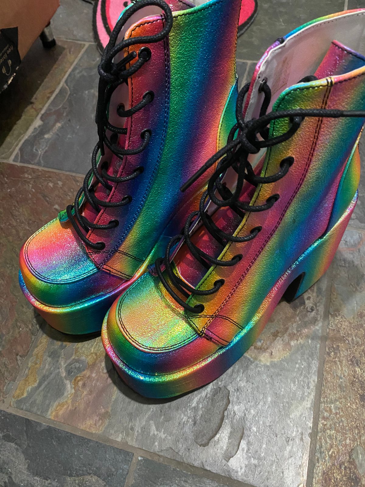 demonia rainbow boots